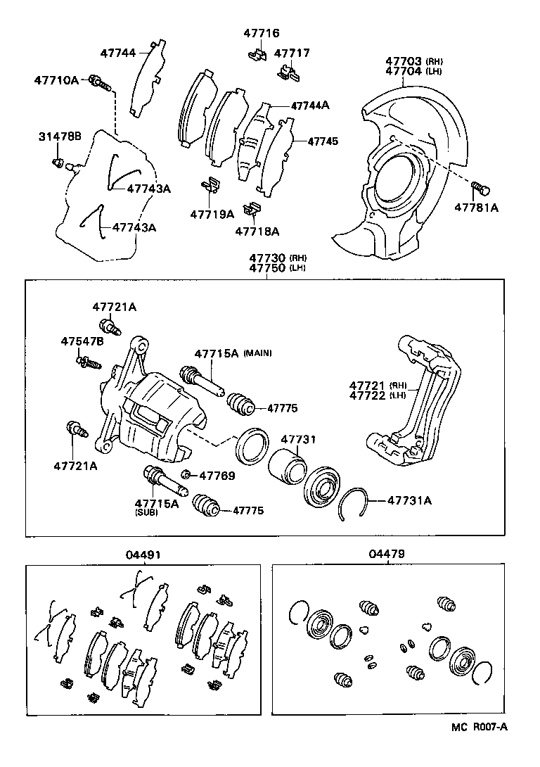 FRONT DISC BRAKE CALIPER & DUST COVER[ ILLUST NO. 1 OF 2(93099712