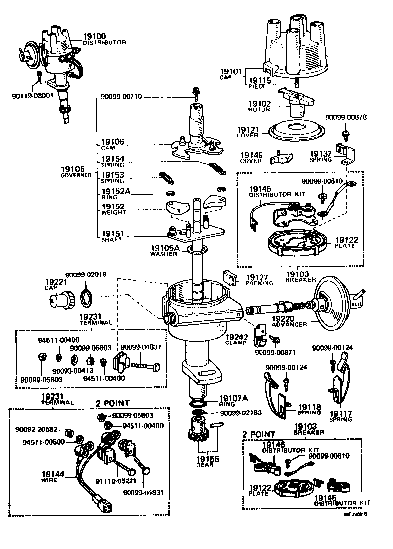 DISTRIBUTOR TOYOTA COROLLA [KE3,50,TE3,51] (NORTH AMERICA)