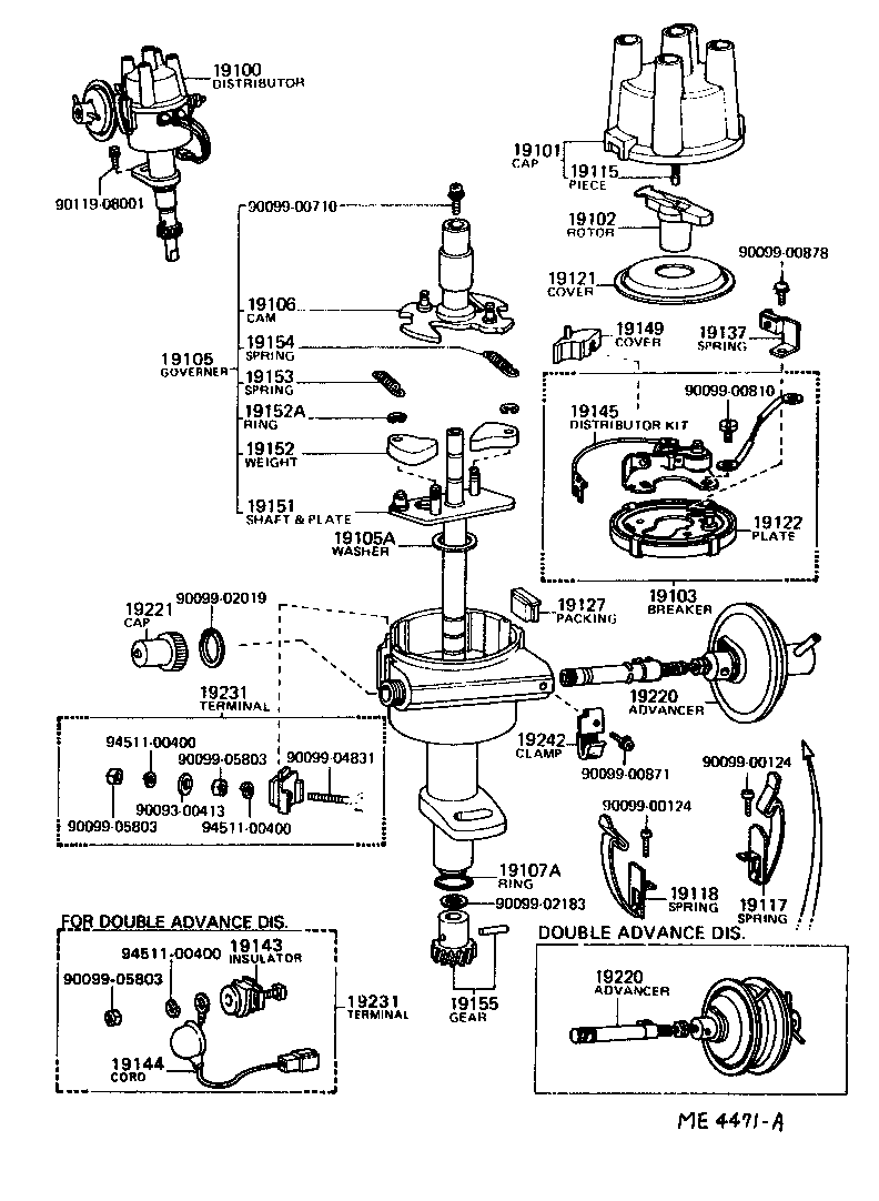 DISTRIBUTOR[ (75087601)2TC ] TOYOTA COROLLA [KE3,50,TE3,51] (NORTH