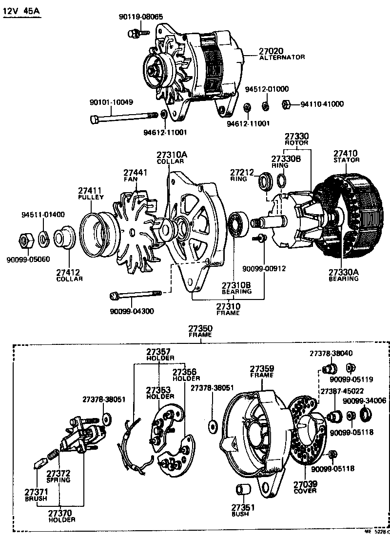 ALTERNATOR[ (7608-7808) ] TOYOTA CORONA [RT10#,11#] (NORTH AMERICA)