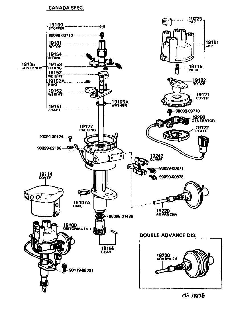 DISTRIBUTOR[ (77017708)2TC ] TOYOTA COROLLA [KE3,50,TE3,51] (NORTH