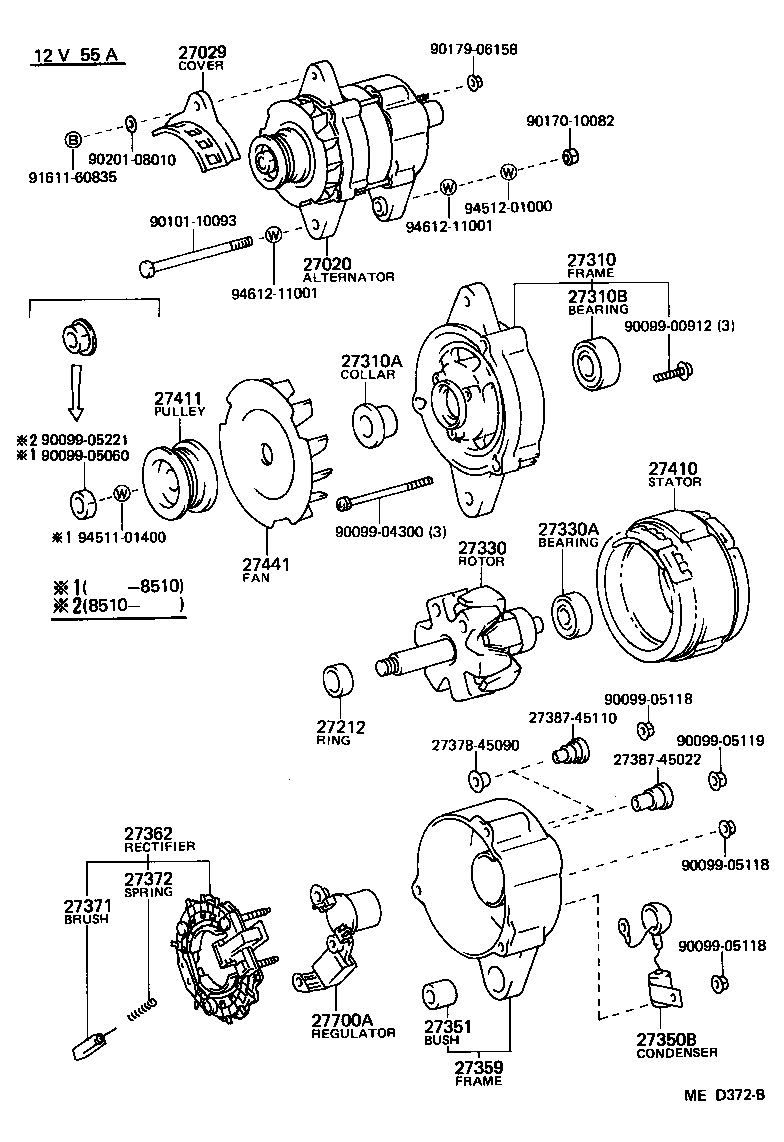 ALTERNATOR TOYOTA COROLLA [AE86] (NORTH AMERICA)