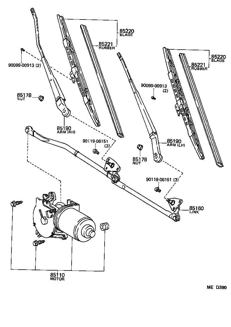 WINDSHIELD WIPER TOYOTA COROLLA [AE86] (NORTH AMERICA)