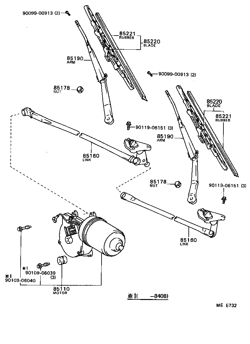 WINDSHIELD WIPER TOYOTA CAMRY [SV1,CV1] (NORTH AMERICA)