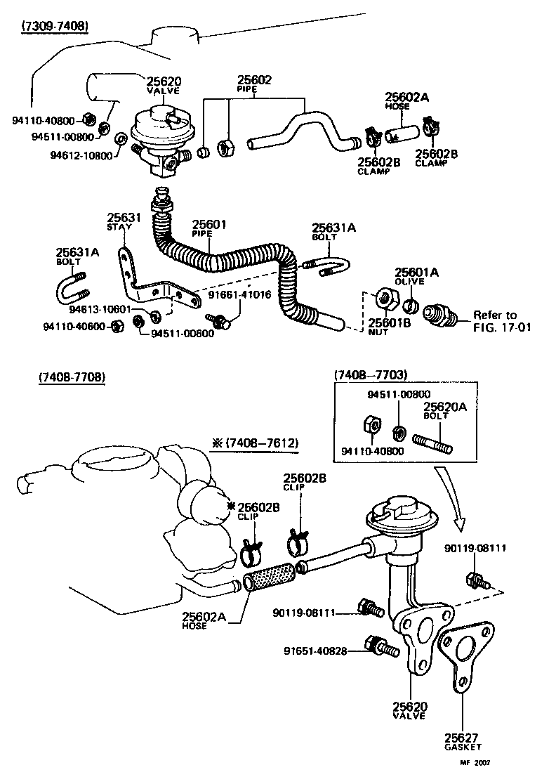 EXHAUST GAS RECIRCULATION SYSTEM TOYOTA CORONA [RT10,11] (NORTH AMERICA)