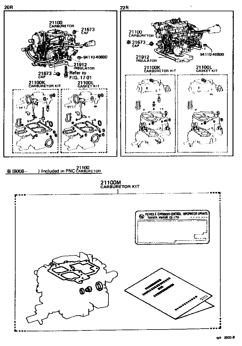CARBURETOR ASSEMBLY TOYOTA CORONA [RT13] (NORTH AMERICA)