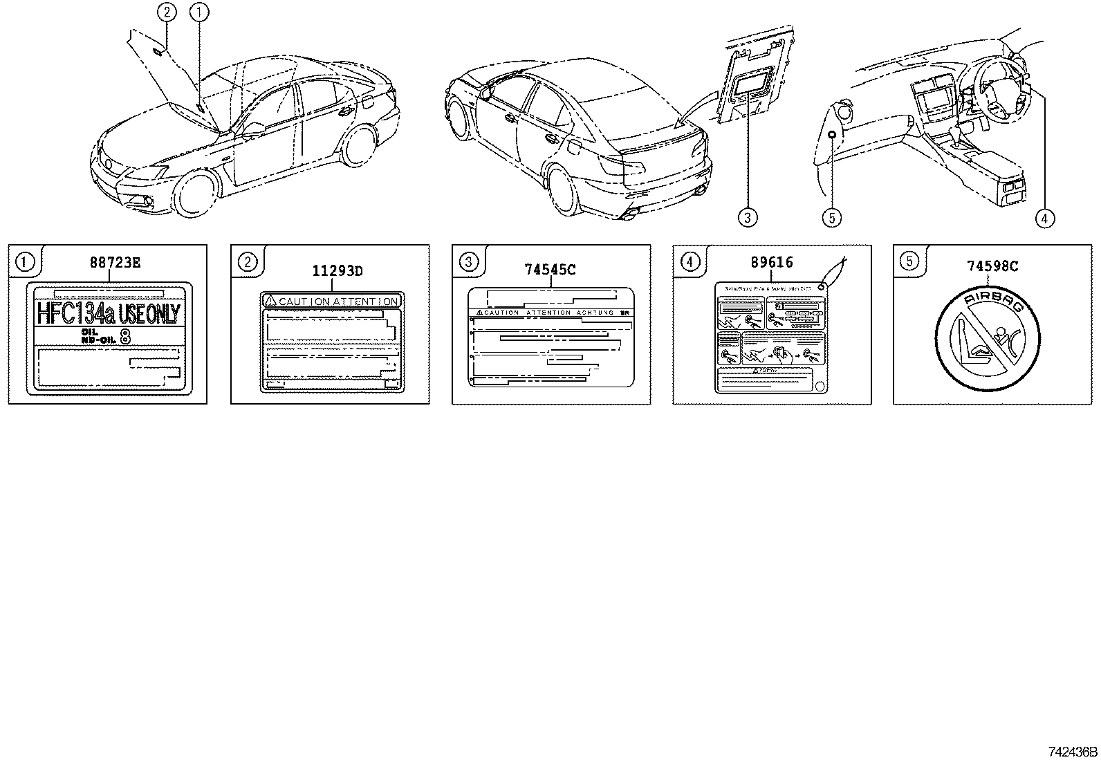 Lexus IS XE20 Caution plate (exterior & interior) exterior