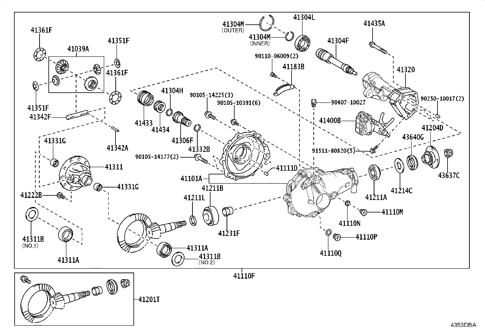 Toyota 4Runner N410 Front axle housing & differential illust no. 1 of 2 ...