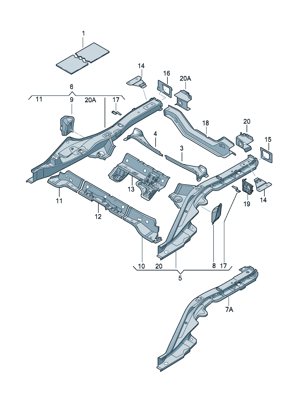 Side Member Audi A5/S5 Cabriolet 8F Facelift Side member parts 2012 - 2017 | ETKA ...