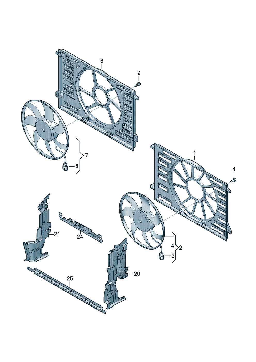 Audi A7 Sportback (Type 4K8) 電動ファン; ファンカウル付き 部品