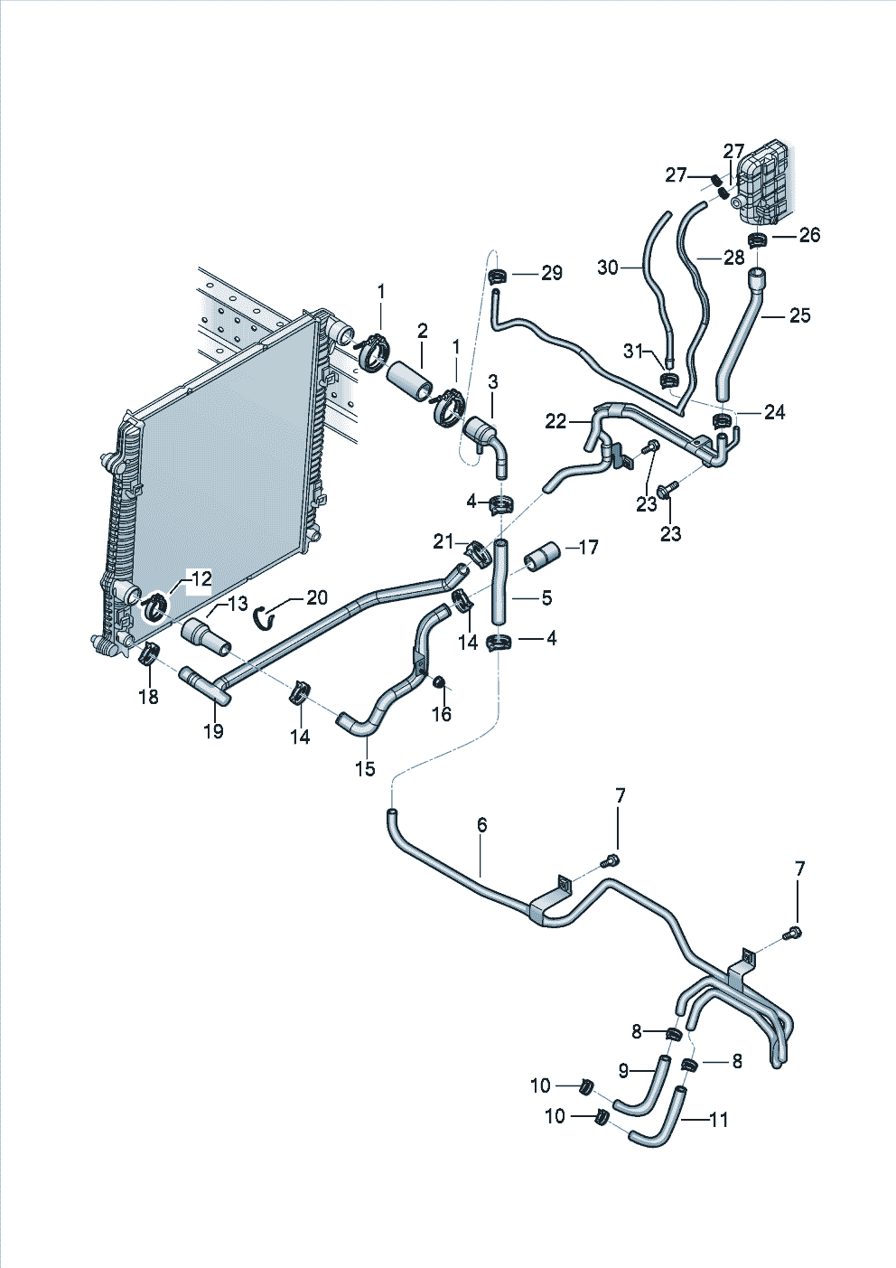 Refrigerant hose cooler for coolant expansion chamber for Volkswagen-commercial E-Delivery 2022 - 2025 Europe