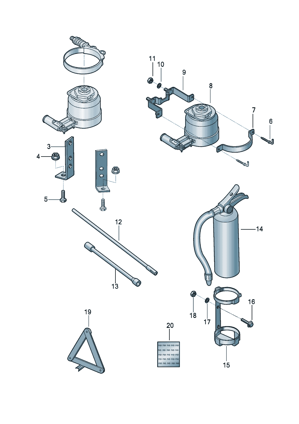 Tools fire extinguishers jack, hydraulic for Volkswagen-commercial Onibus Motor Traseiro EU VI 2023 - 2025 Europe
