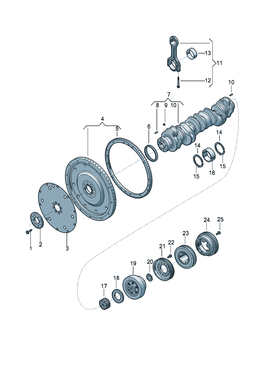 Crankshaft conrod flywheel for Volkswagen-commercial Onibus Motor Traseiro EU VI 2023 - 2025 Europe