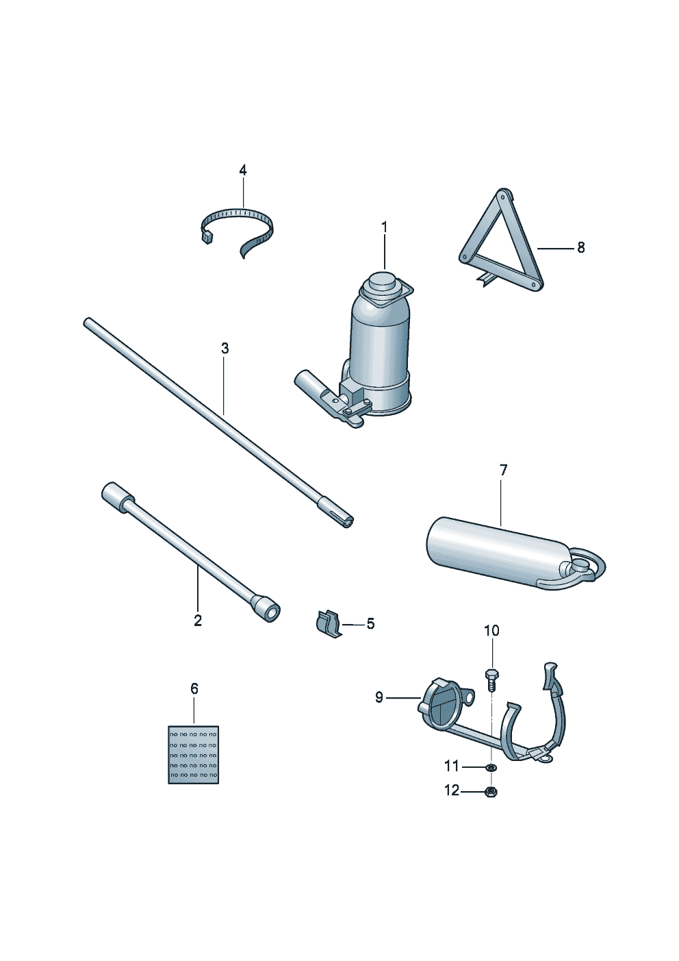 Tools fire extinguishers jack, hydraulic for Volkswagen-commercial Onibus Motor Traseiro Euro V 2012 - 2025 Europe