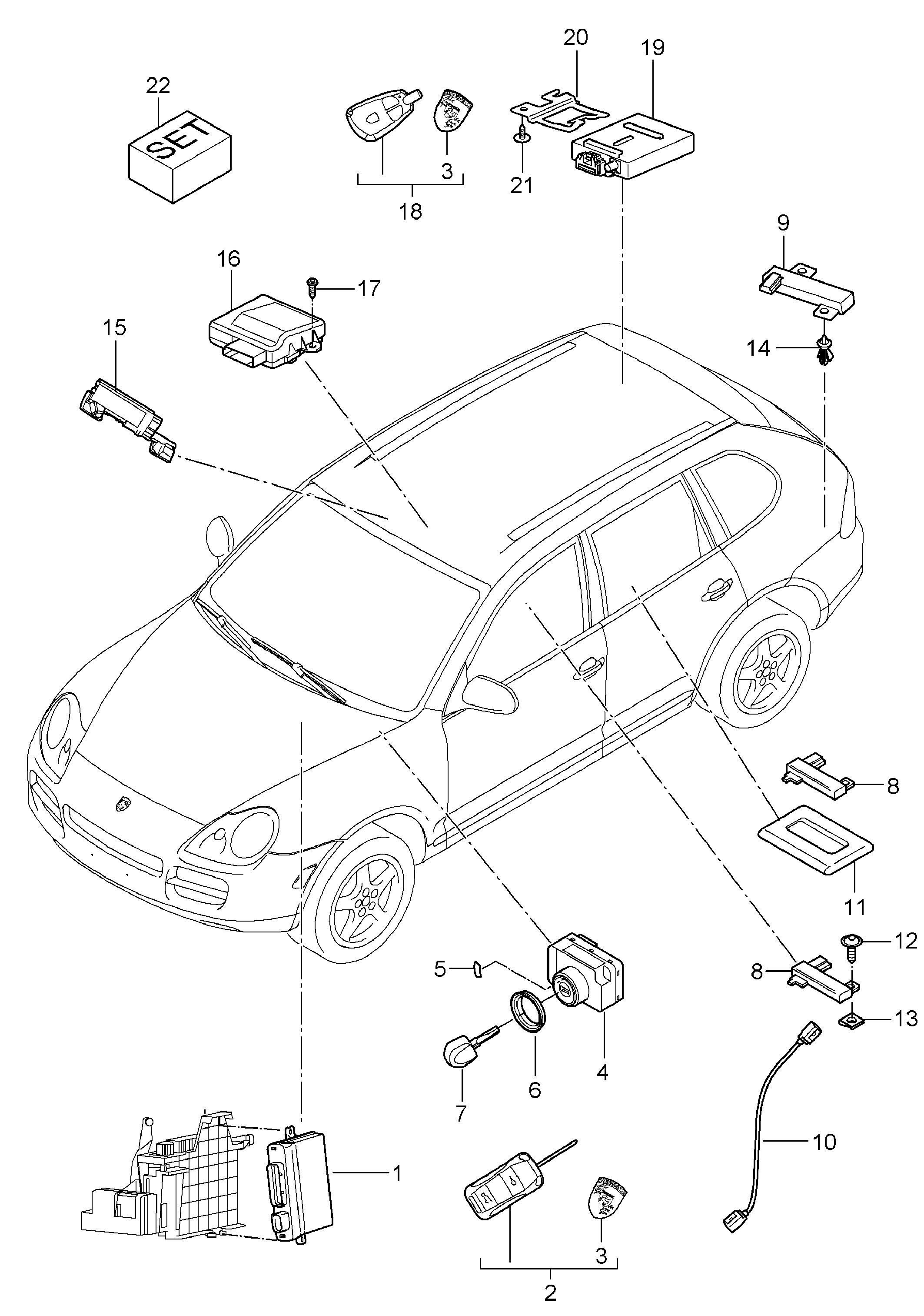 Buy Porsche Cayenne 9PA Facelift Control units ignition/starter switch ...