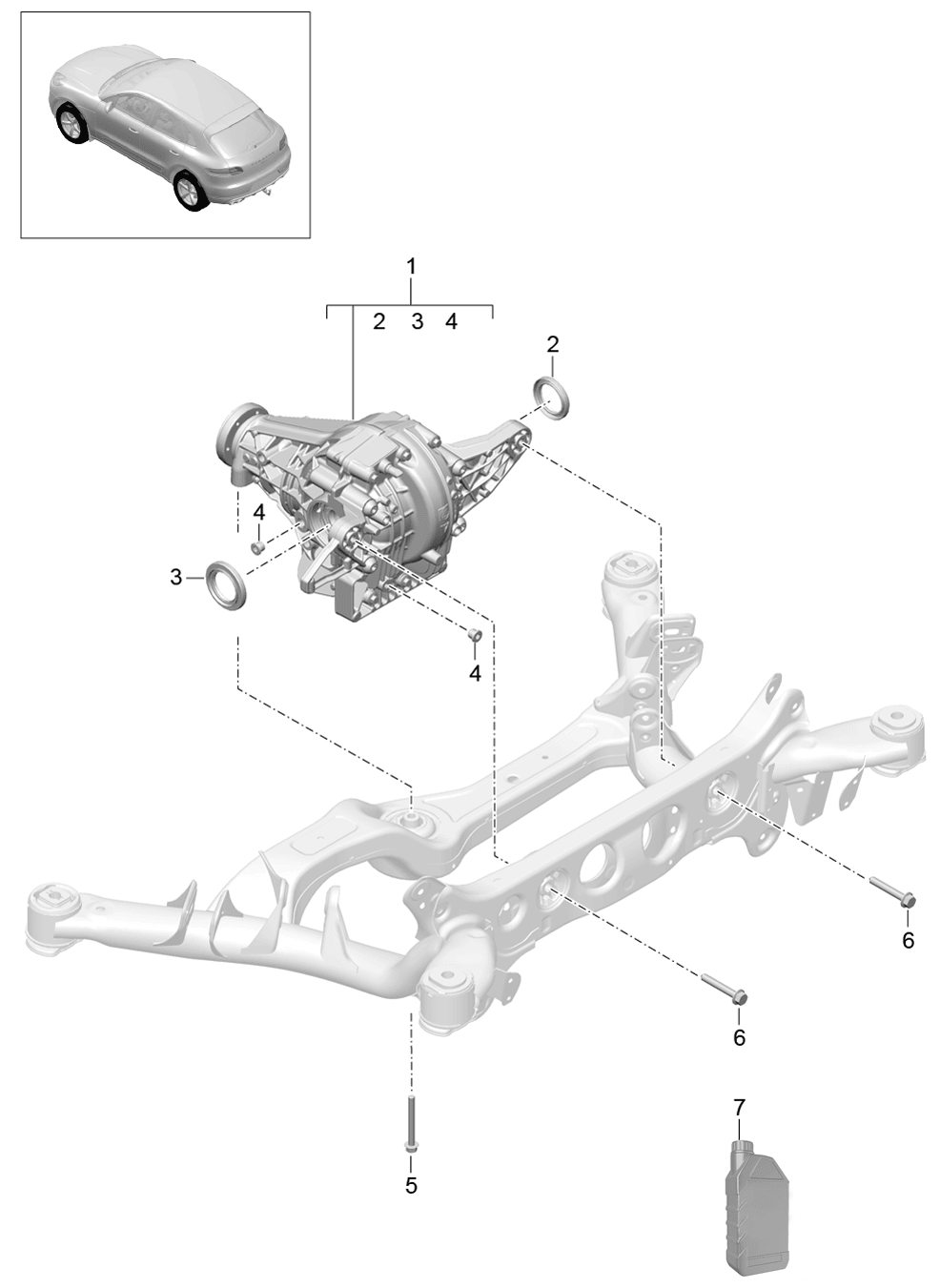 Macan Rear Diff Porsche Macan 95B Rear axle differential Diagram & OEM Parts (2014 ...