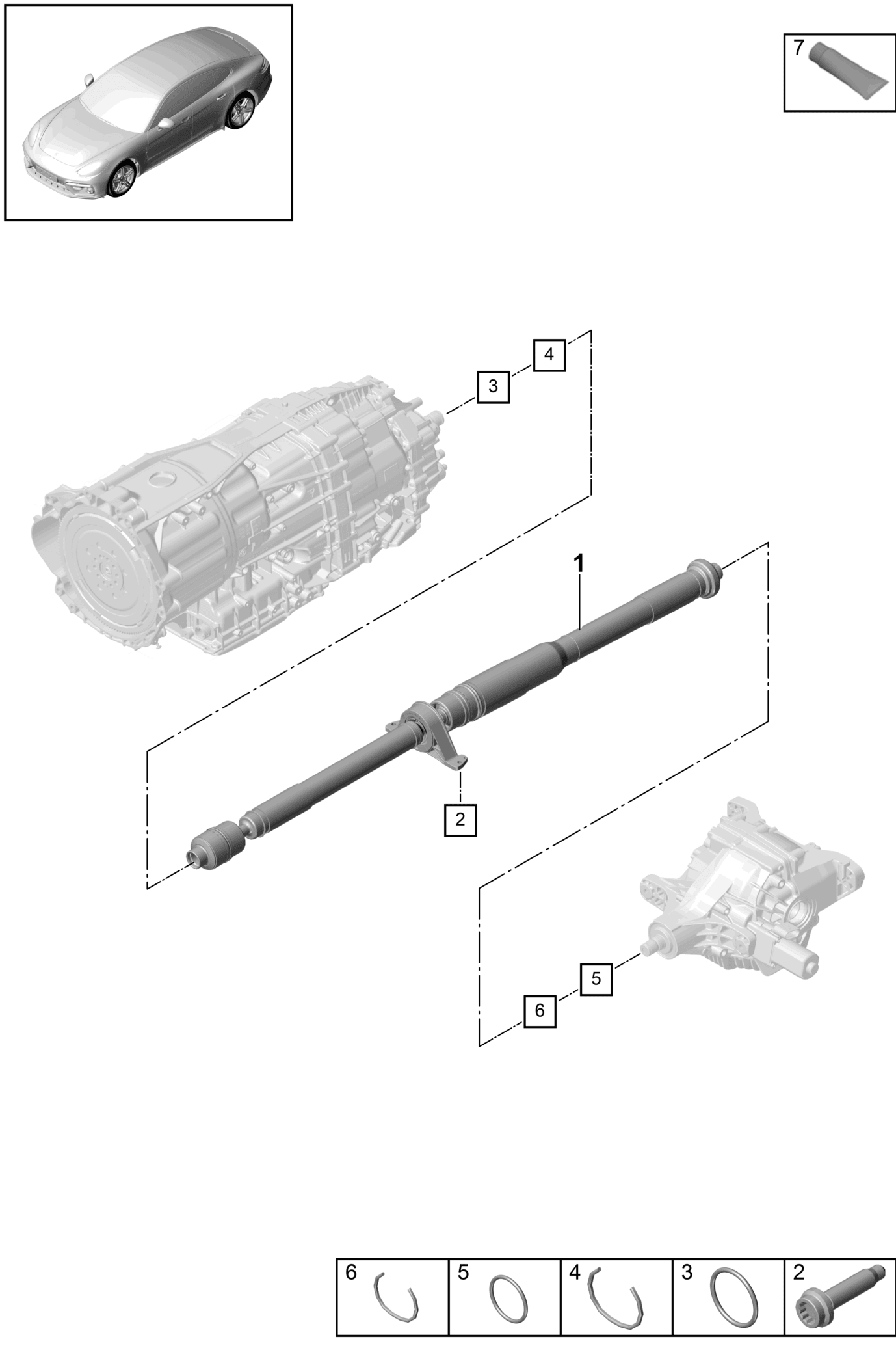 Porsche Panamera 971 Cardan shaft قطع غيار 2017 - 2021 | ETKA الولايات  المتحدة الأمريكية