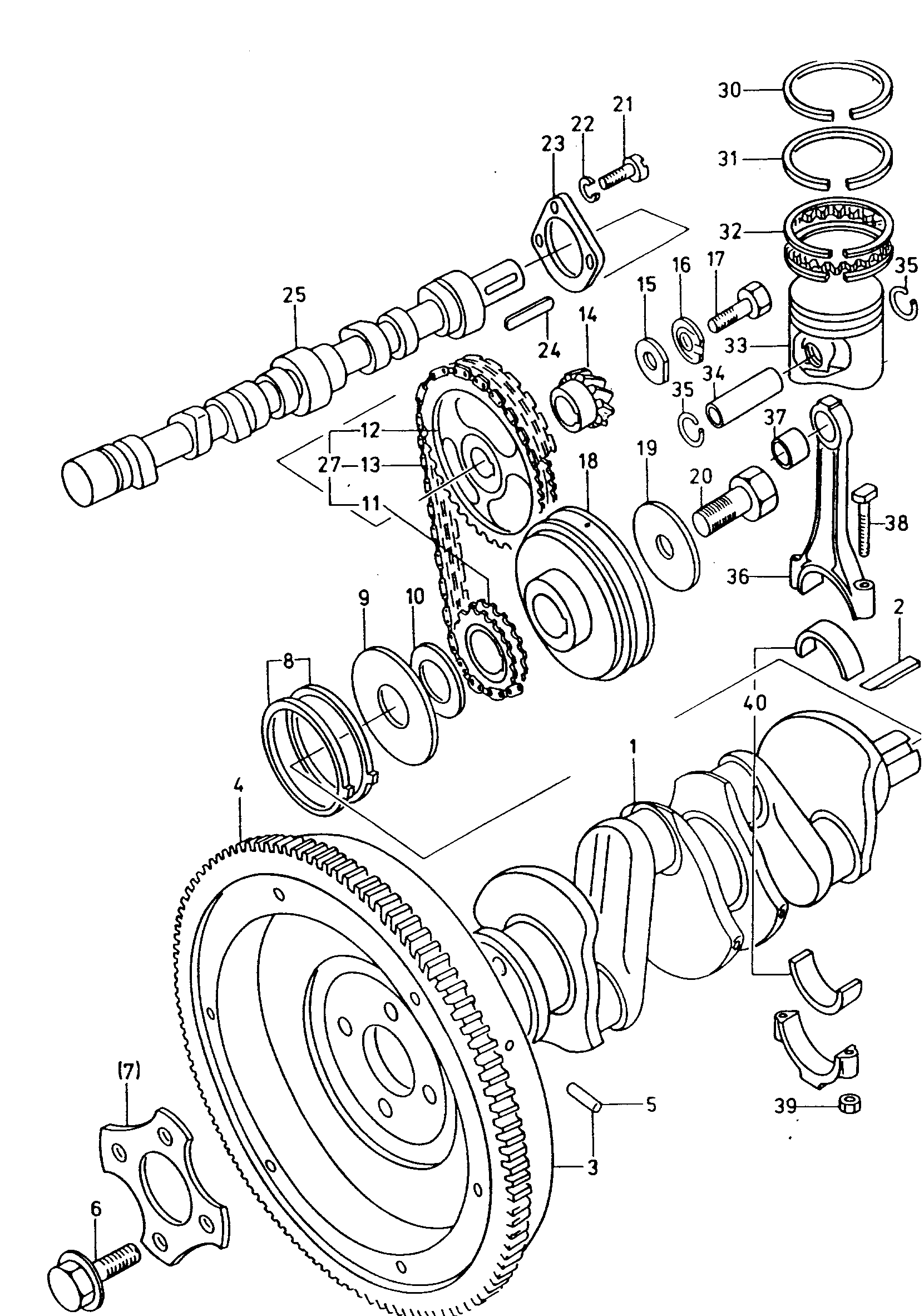 Crankshaft camshaft piston for Skoda Favorit Forman Pickup (Typ 785) 1988 - 1995 Europe