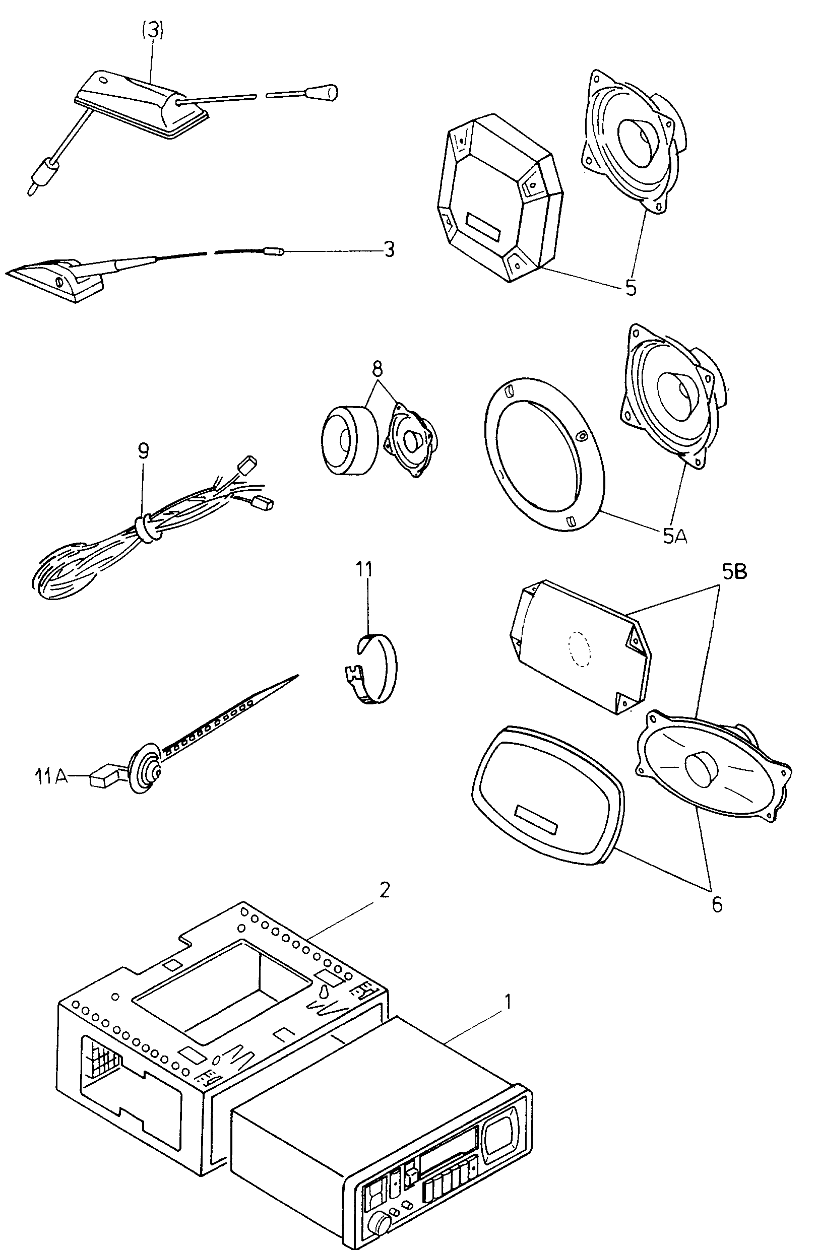 Radio loudspeaker aerial for Skoda Favorit Forman Pickup (Typ 785) 1988 - 1995 Europe