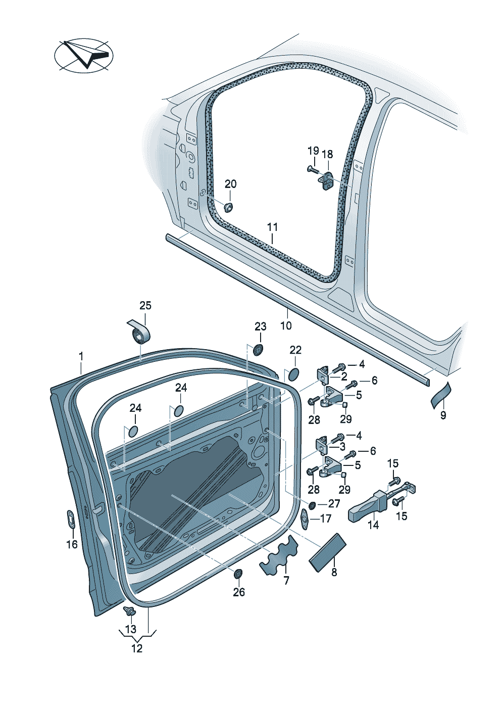 断面 Skoda Kodiaq ll 车门Diagram & OEM Parts (2024 - 2025 欧洲) | 7zap