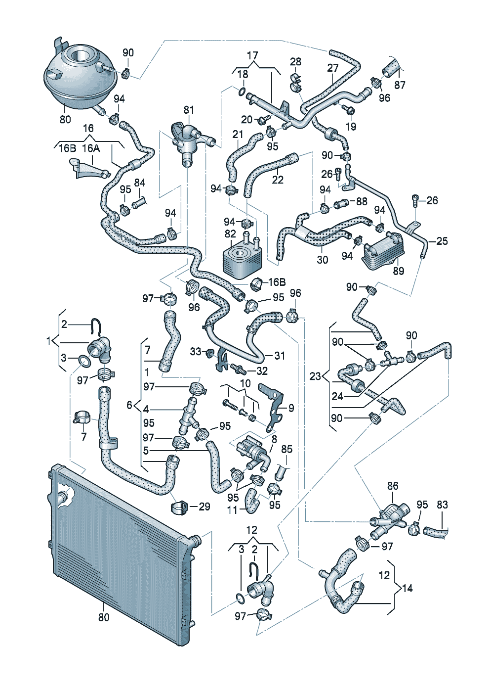 Coolant Overflow Tank Škoda 6Q0121407D 冷却水リザーバータ Compatible With Skoda For Octavia 1996-2006 1J0121403 エン