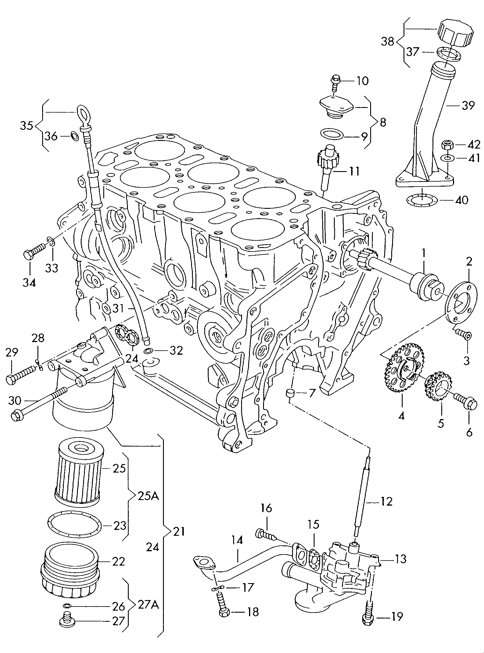 Buy Volkswagen Clasico/Jetta A3 (Typ 1H) Oil pump oil filter parts ...