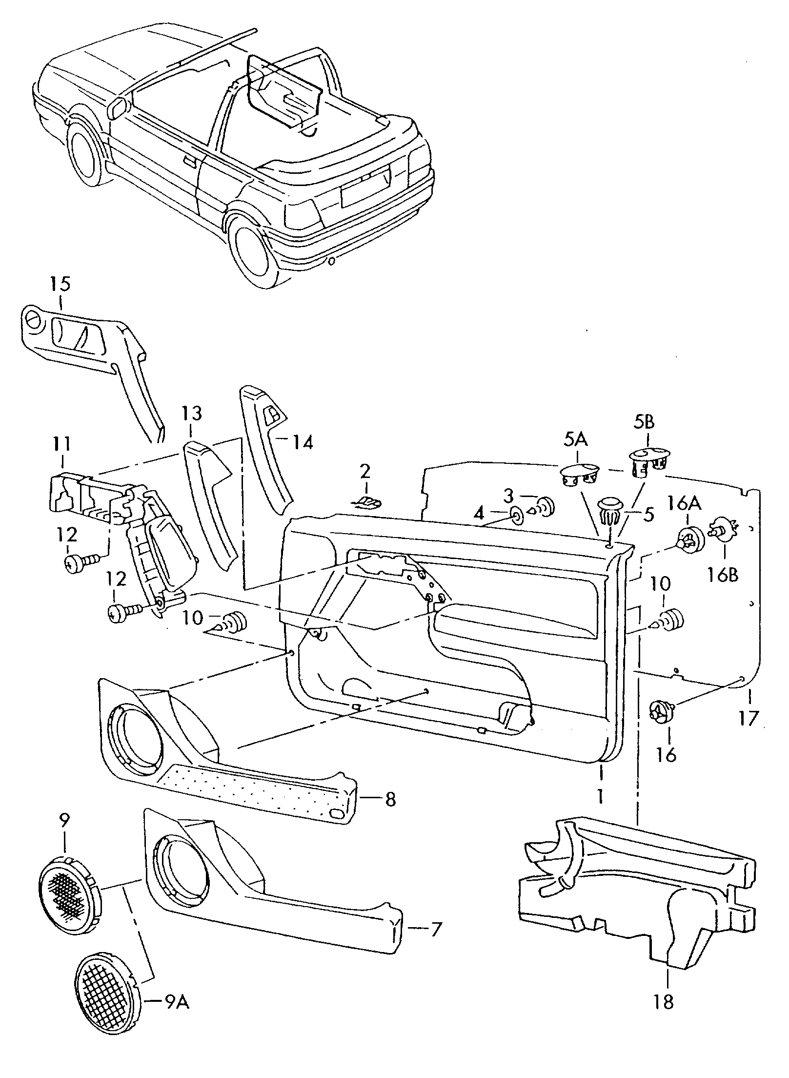 Door trim panels for Volkswagen Golf Cabriolet  A4 (Typ 1J) 2002 Europa | 7zap OEM Catalogs for Finding Auto Parts by VIN and Parameters