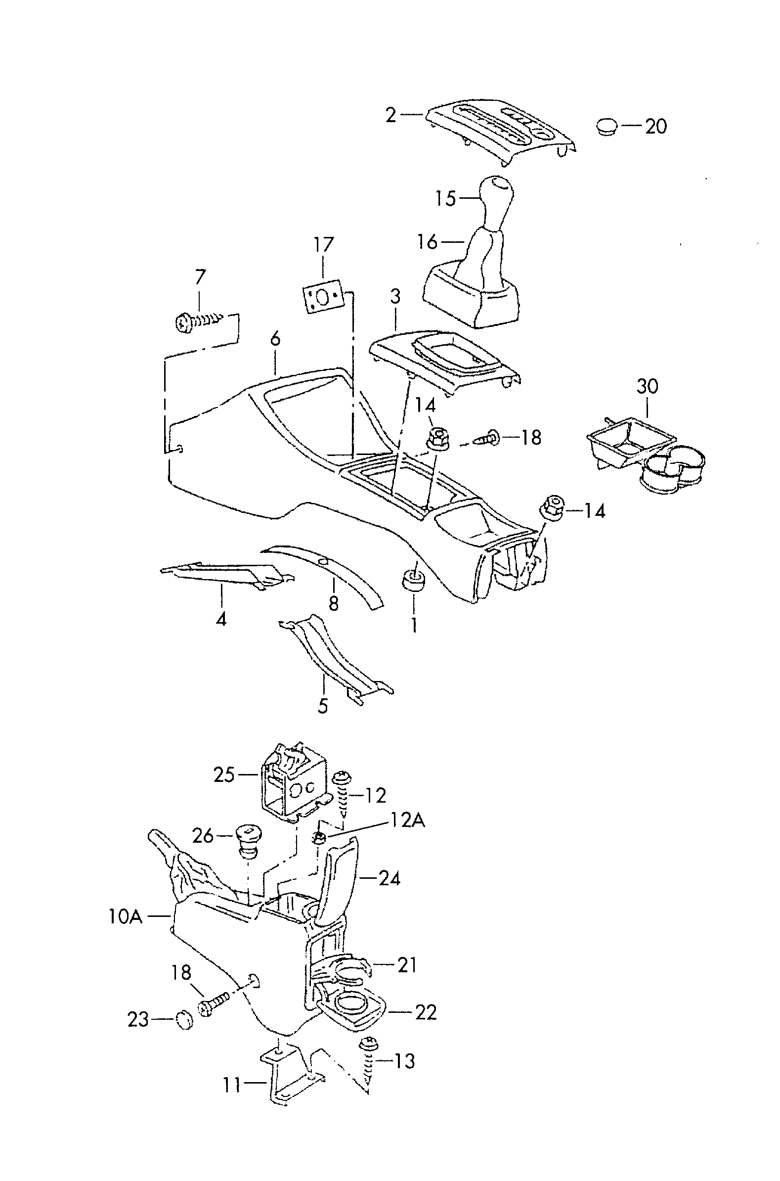 Centre console gear shift cover for Volkswagen Golf Cabriolet  A4 (Typ 1J) 2002 Europa | 7zap OEM Catalogs for Finding Auto Parts by VIN and Parameters