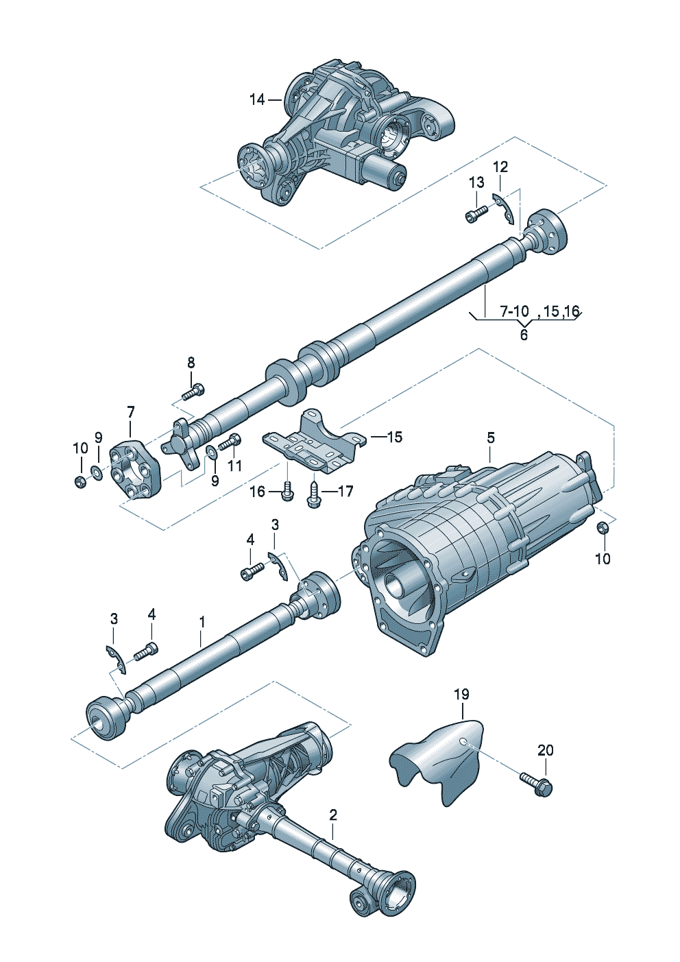 Volkswagen Touareg 7L Facelift Cardan shaft parts 2007 - 2010 | ETKA Mexico