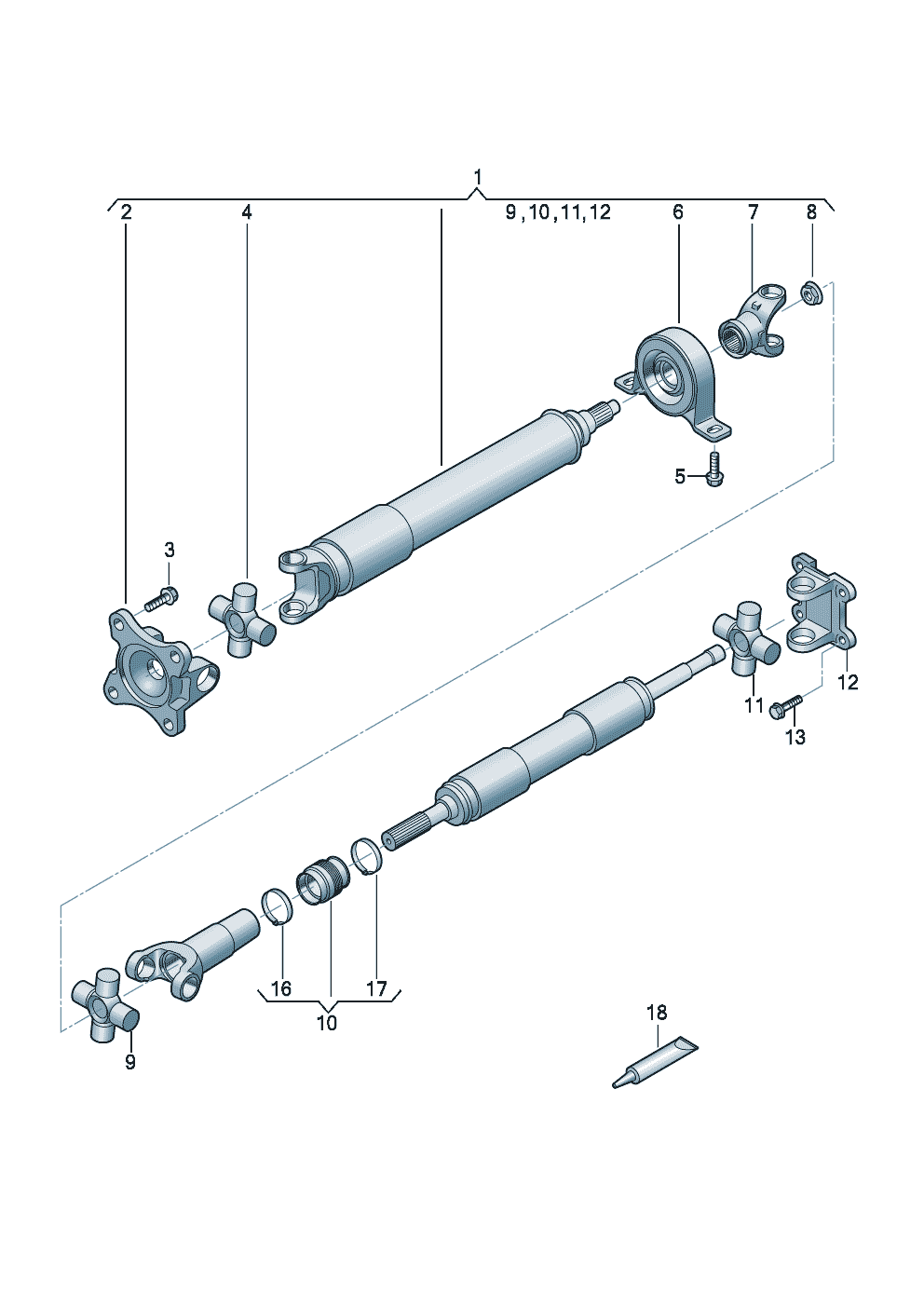 Volkswagen Amarok T1 Cardan shaft detalas 2022 - 2025 | ETKA Brazīlija