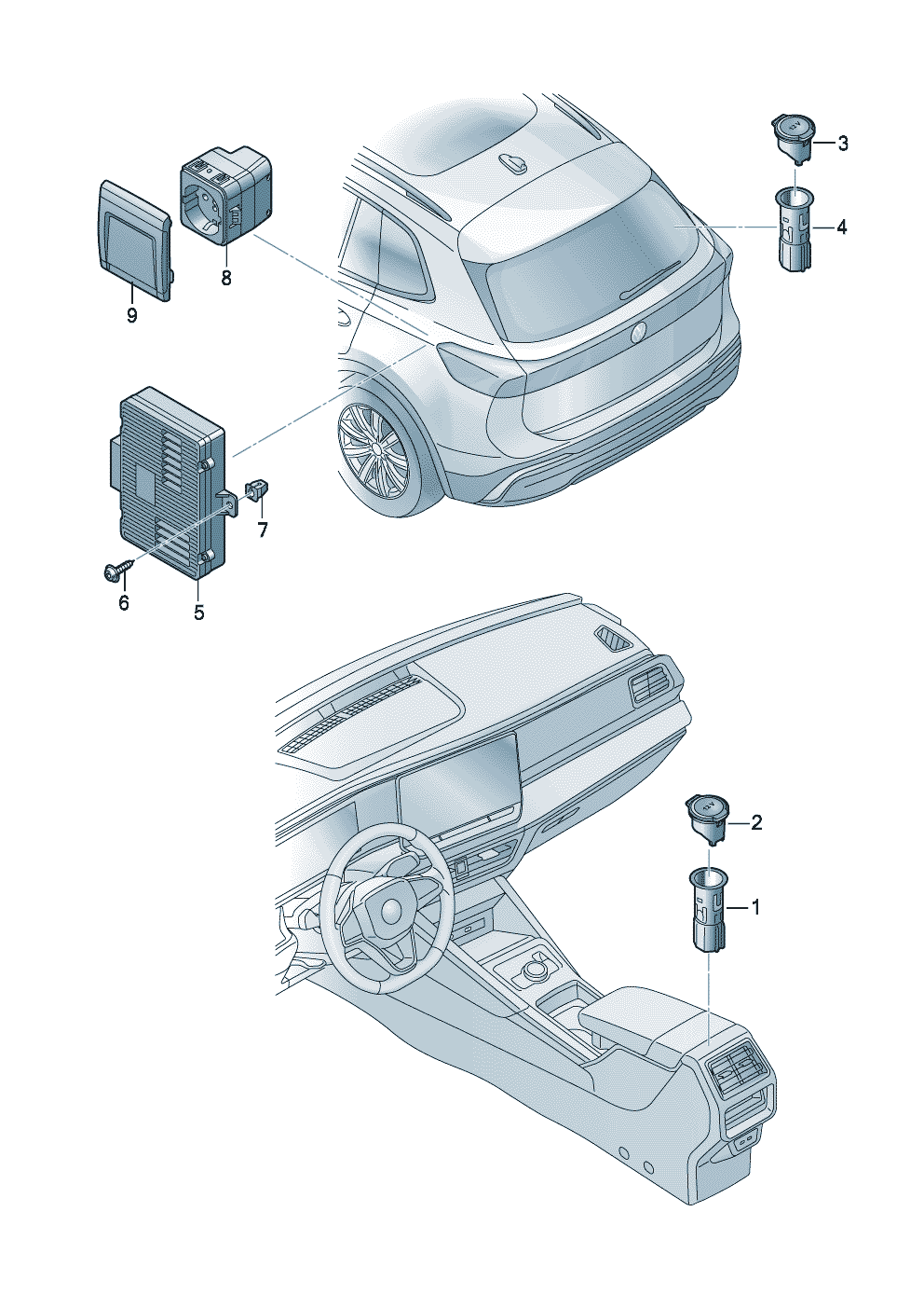 Buy Volkswagen Tiguan CT Cigarette lighter socket parts online 2024 - 2025  — Europe
