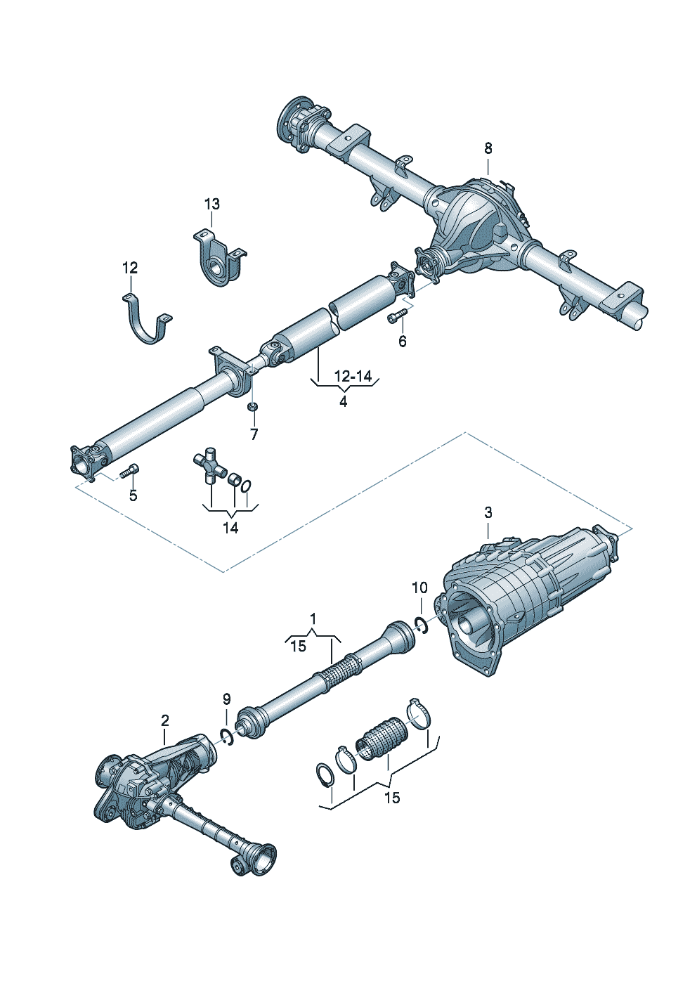 Volkswagen Amarok T1 Cardan shaft for four-wheel drive parts 2023 - 2025 |  ETKA Mexico