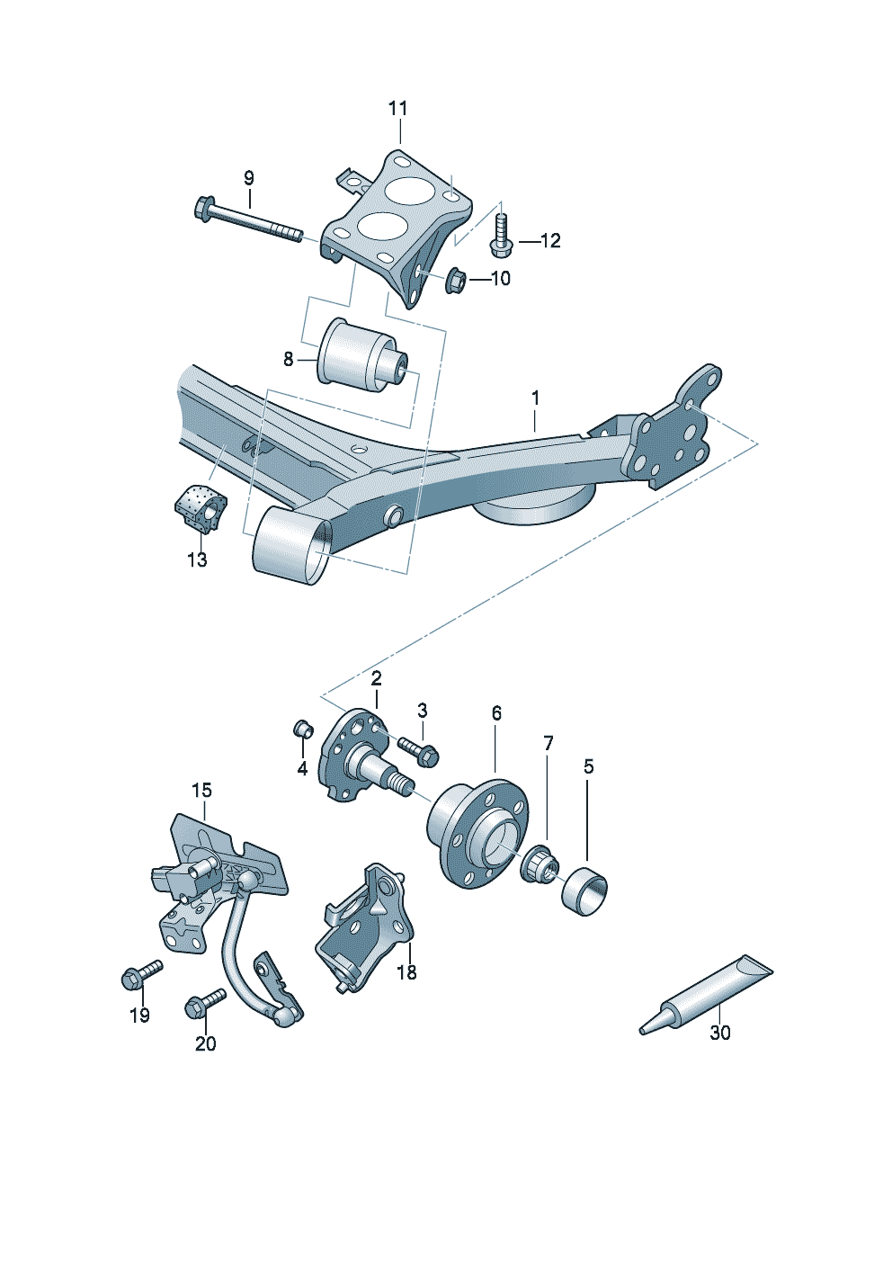 Polo Rear Axle Volkswagen Polo (Typ 6C) Rear axle beam with attachment parts level ...