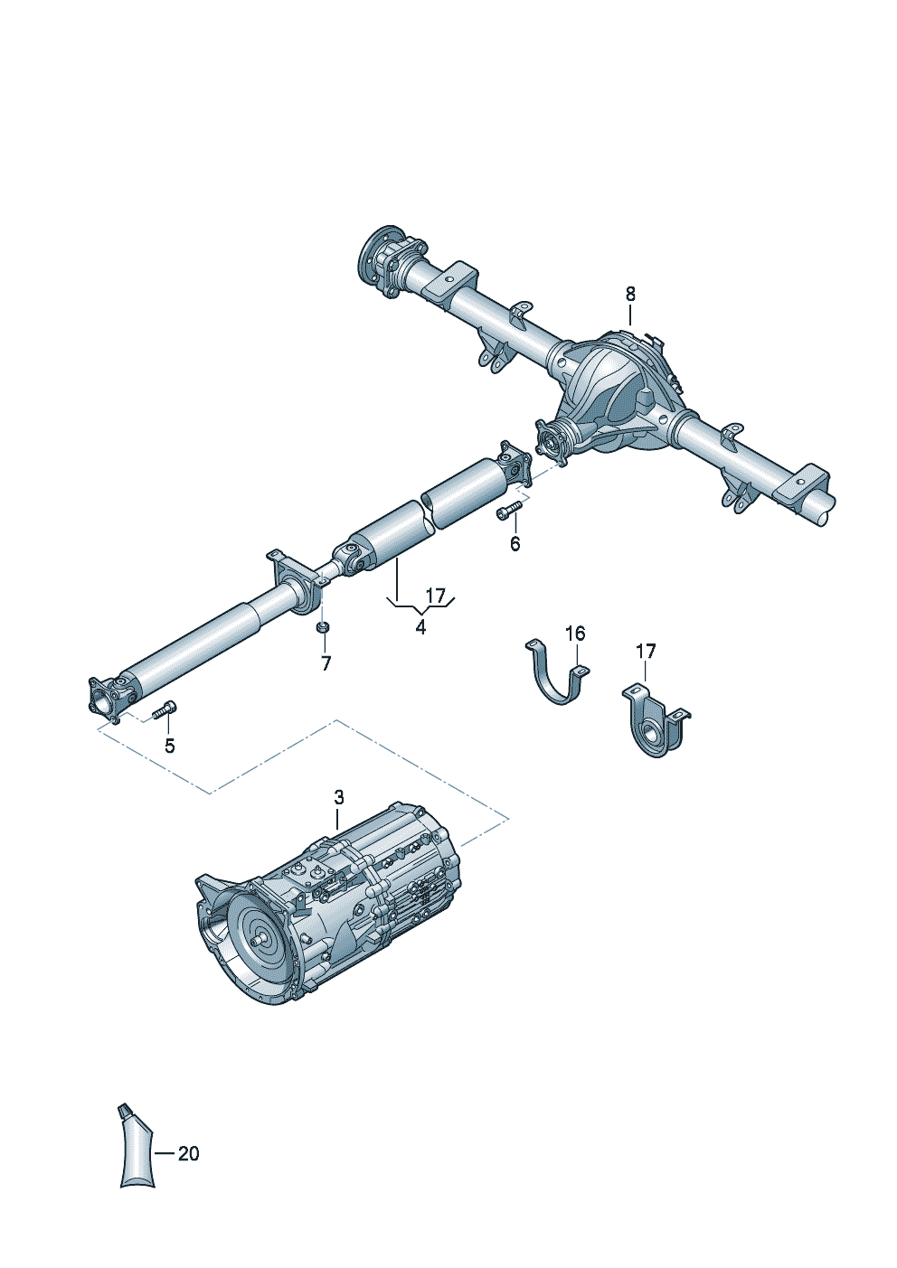Volkswagen Amarok T1 Cardan shaft for rear-wheel drive parts 2023 - 2025 |  ETKA Mexico