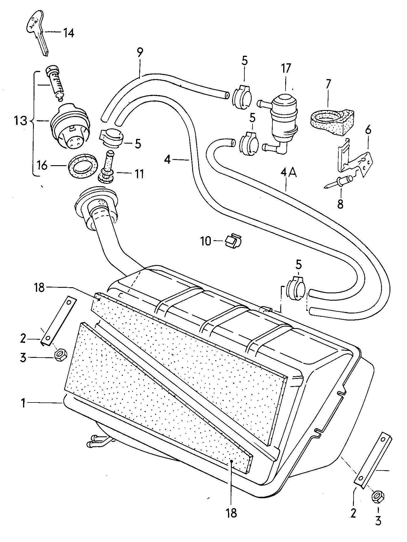 Топливный бакГравитационный клапанВентиляционный шланг  - Audi 80/90/Avant - a80
