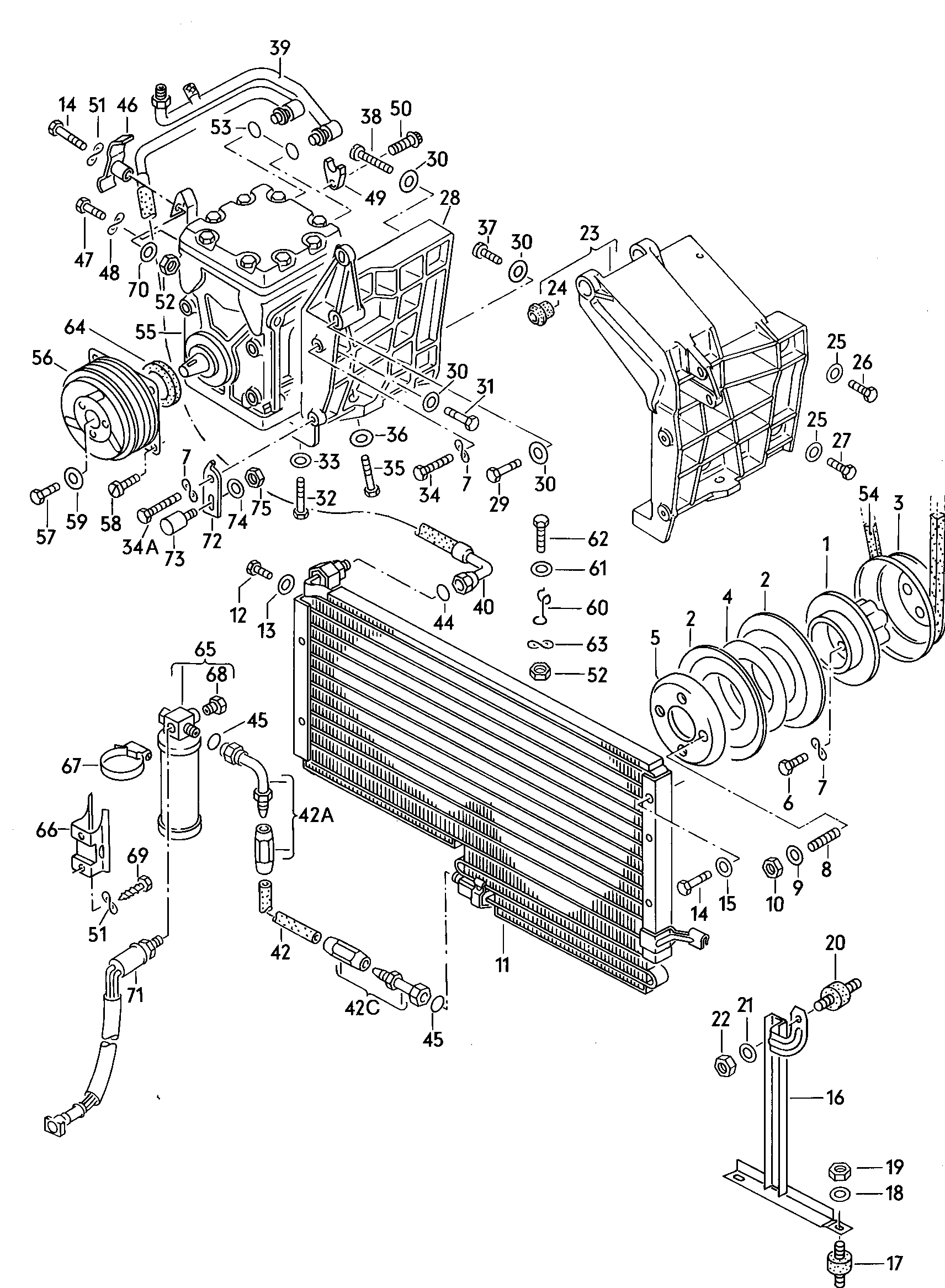 KlimakondensatorKlimakompressorFlüssigkeitsbehälter mit<br>Anschlussteilen  - Audi 80/90/Avant - a80