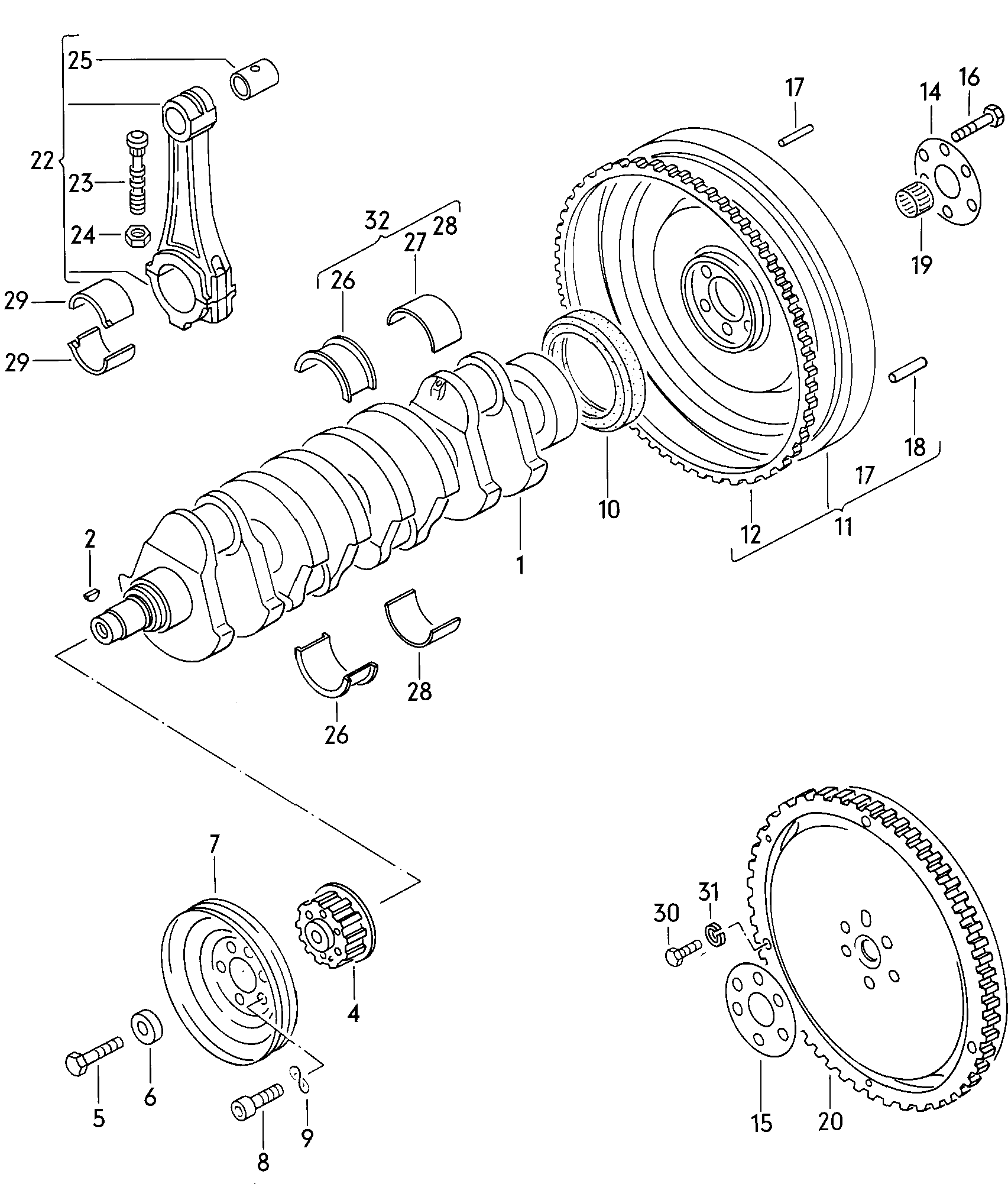 Crankshaftconrodbearings 1.6ltr. - Audi 5000 - a50