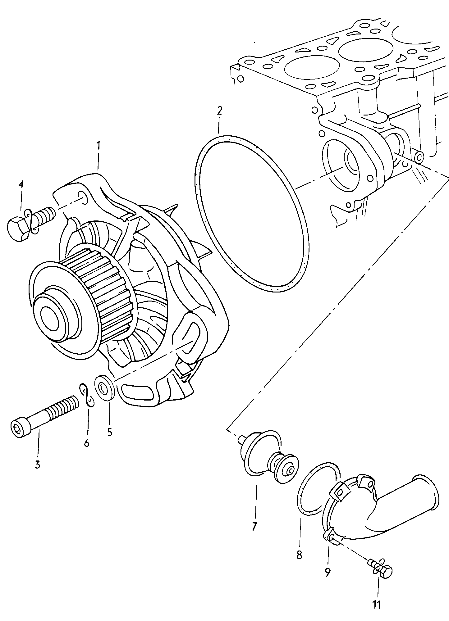 Coolant pump 2.0 Ltr. - Audi 5000 - a50