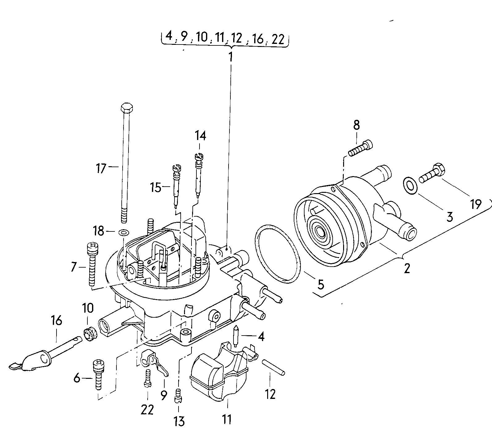 Parte sup. caja carburador                p. carburador: 1B3 - Audi 100/Avant - a100