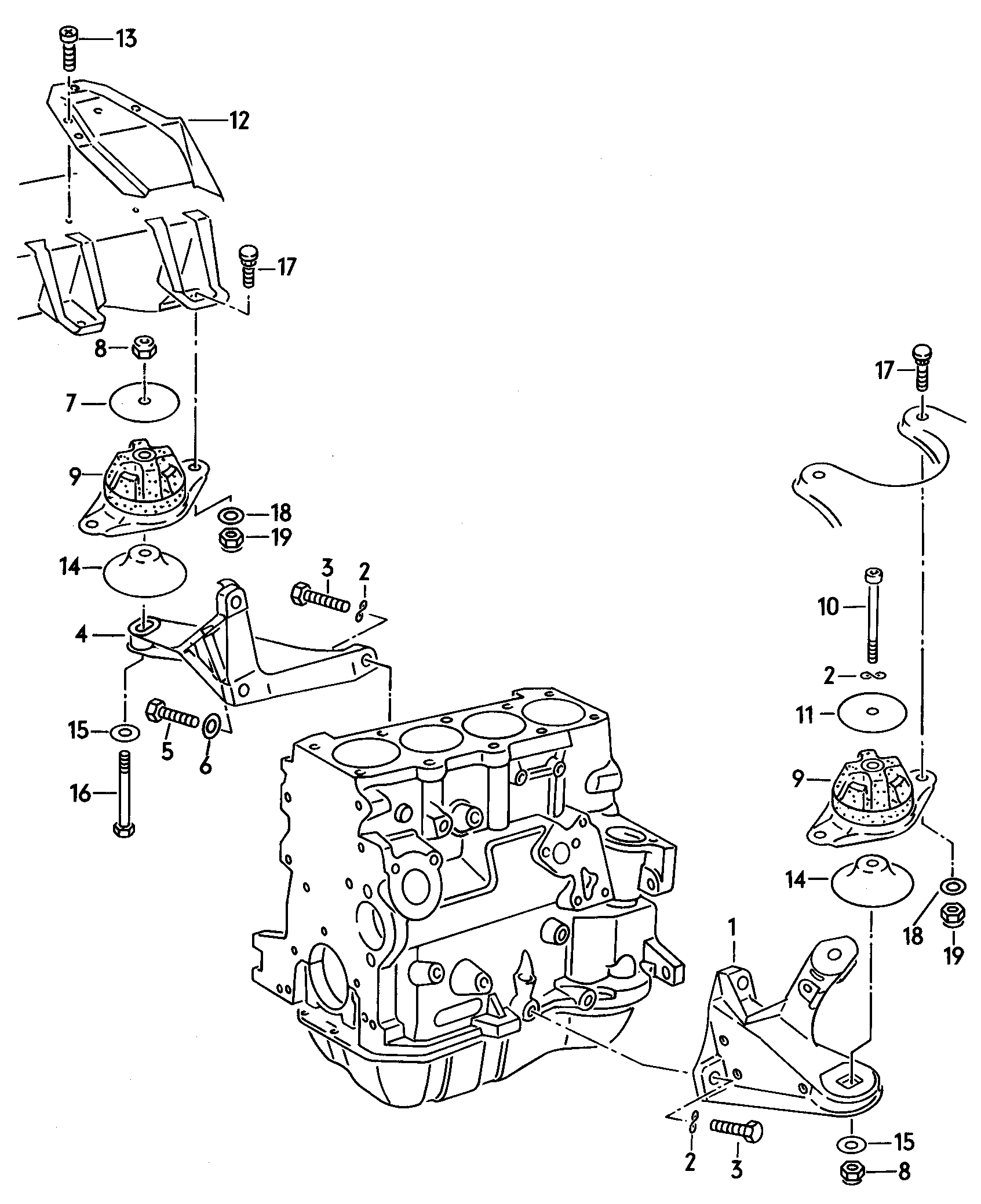 Детали крепления двигателя 1,8 л. - Audi 100/Avant - a100