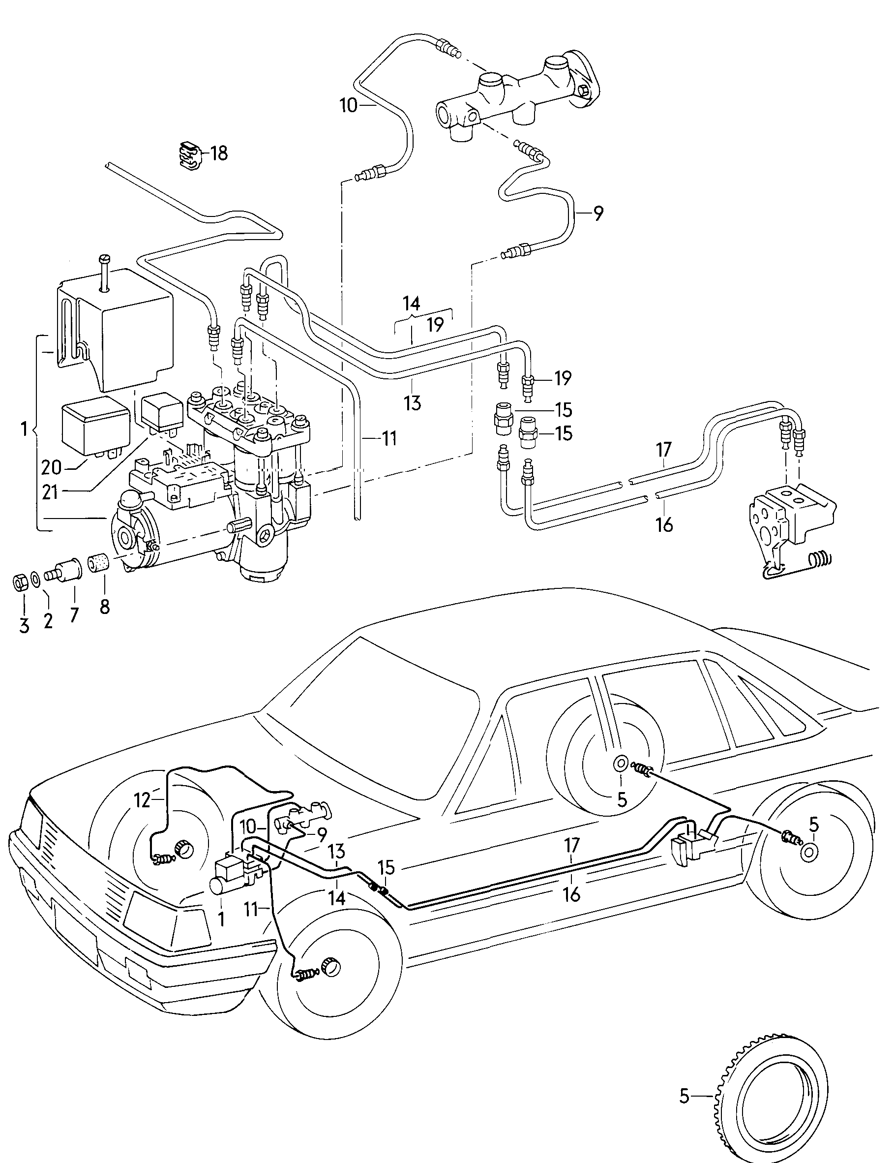 BremsdruckreglerRotor für DrehzahlfühlerBremsrohrfür Anti-Blockiersystem -ABS-  - Audi 100/Avant - a100