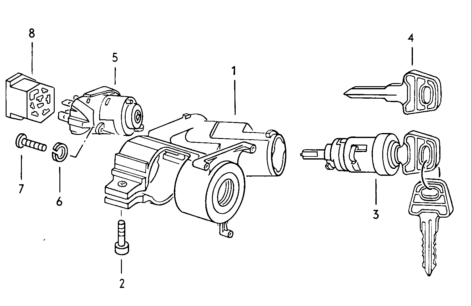 Ignition/starter switchsteering lock  - Audi 4000 - a40