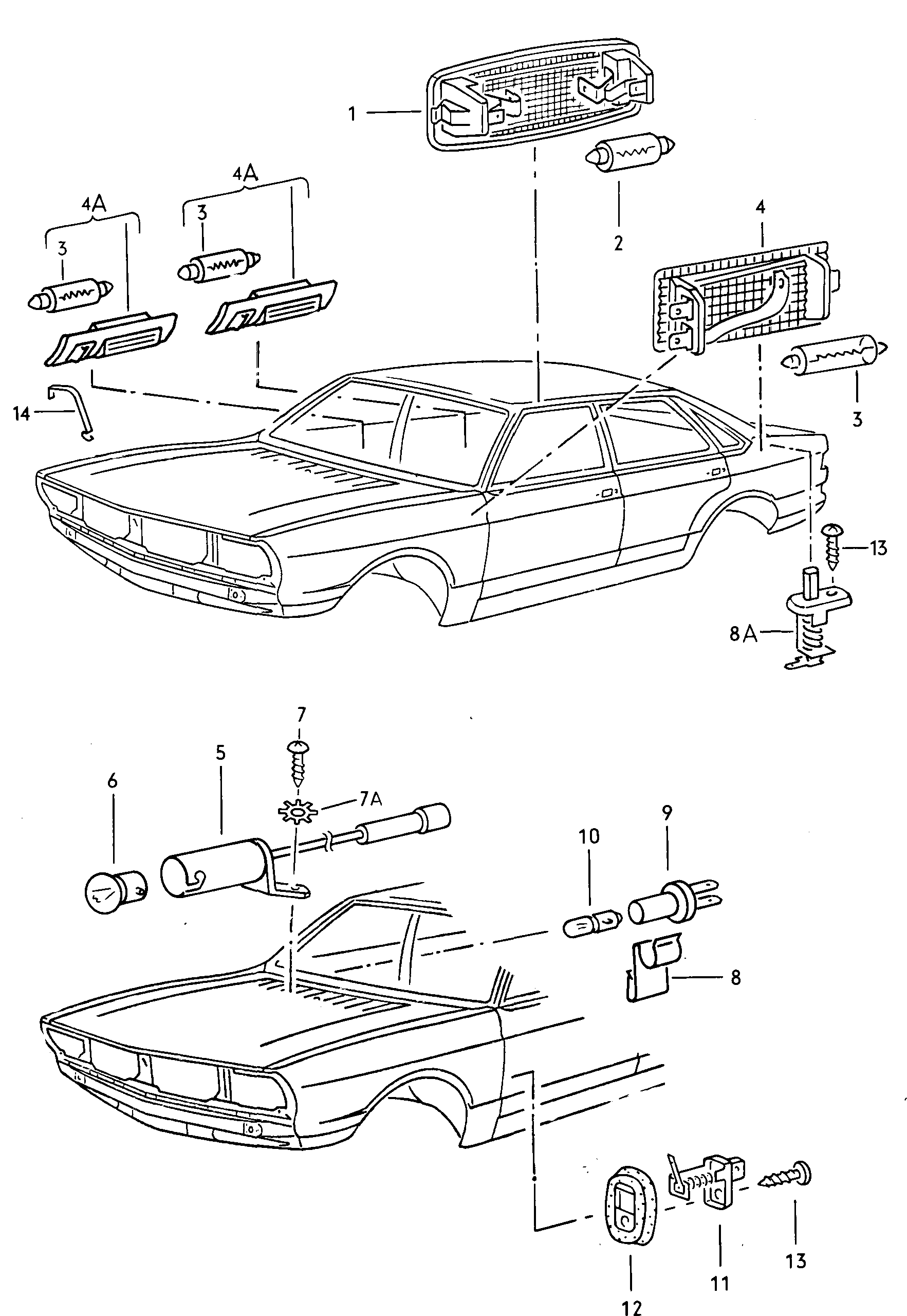 InnenleuchteMotorraumleuchteKofferraumbeleuchtungFussraumbeleuchtung  - Audi 100/Avant - a100