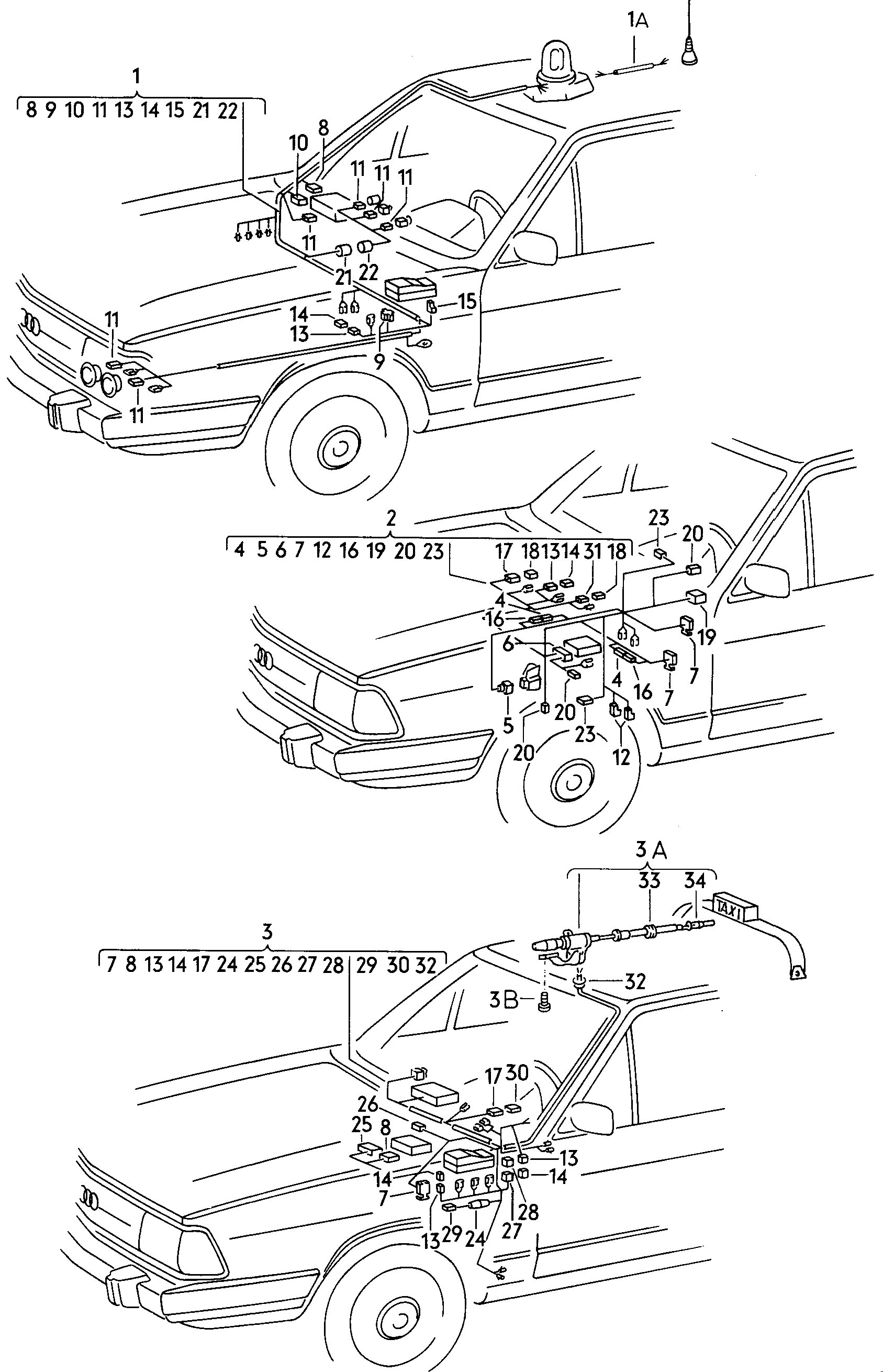 Wiring loomsfor models with<br>cruise control system  - Audi 100/Avant - a100