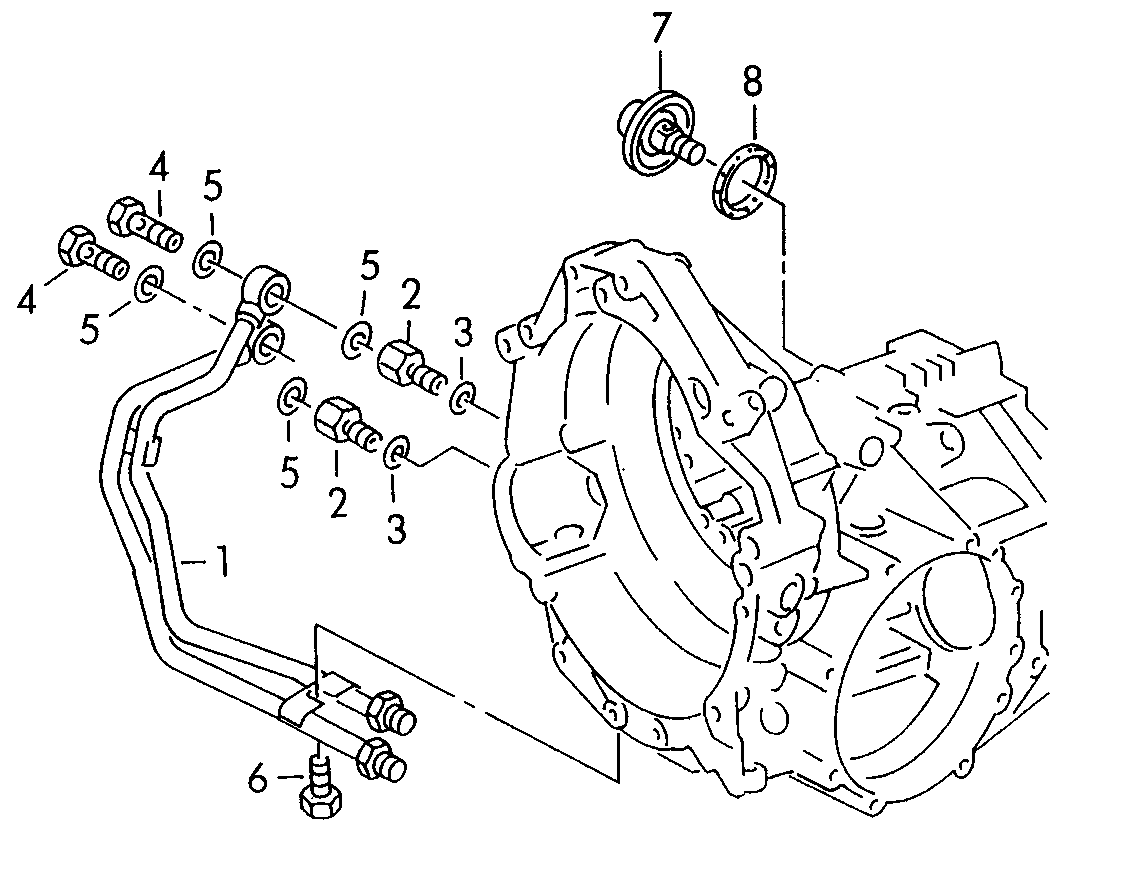 Öldruckleitung für Getriebe-<br>ölkühlungfür 4-Gang-Automatikgetriebe  - Audi Cabriolet - aca