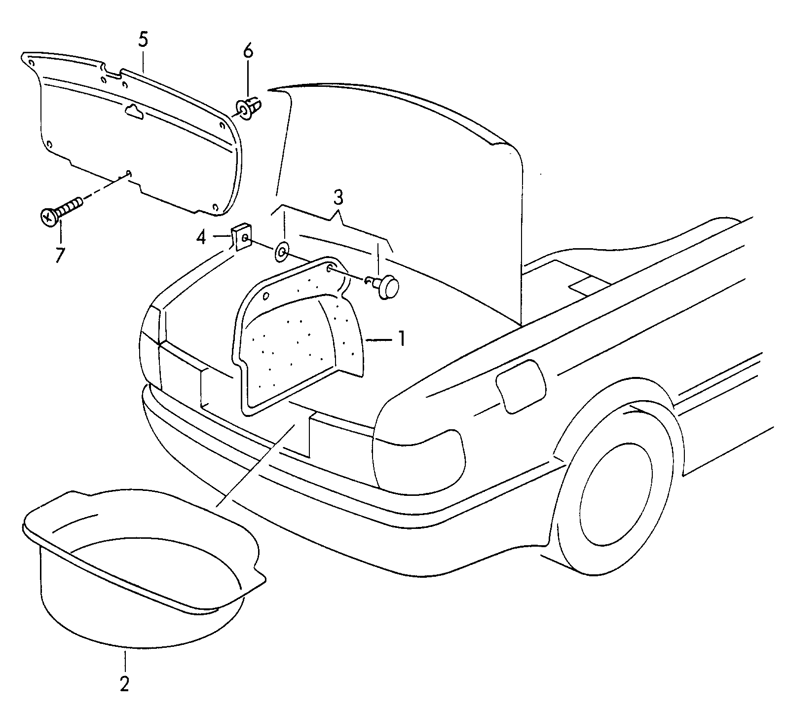 Luggage compartment trimRear lid trim panel  - Audi Cabriolet - aca