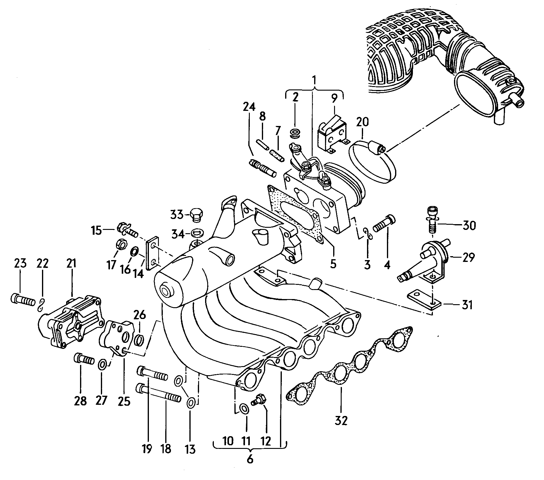 throttle valve adapterintake manifold 1.8ltr. - Audi 5000 - a50