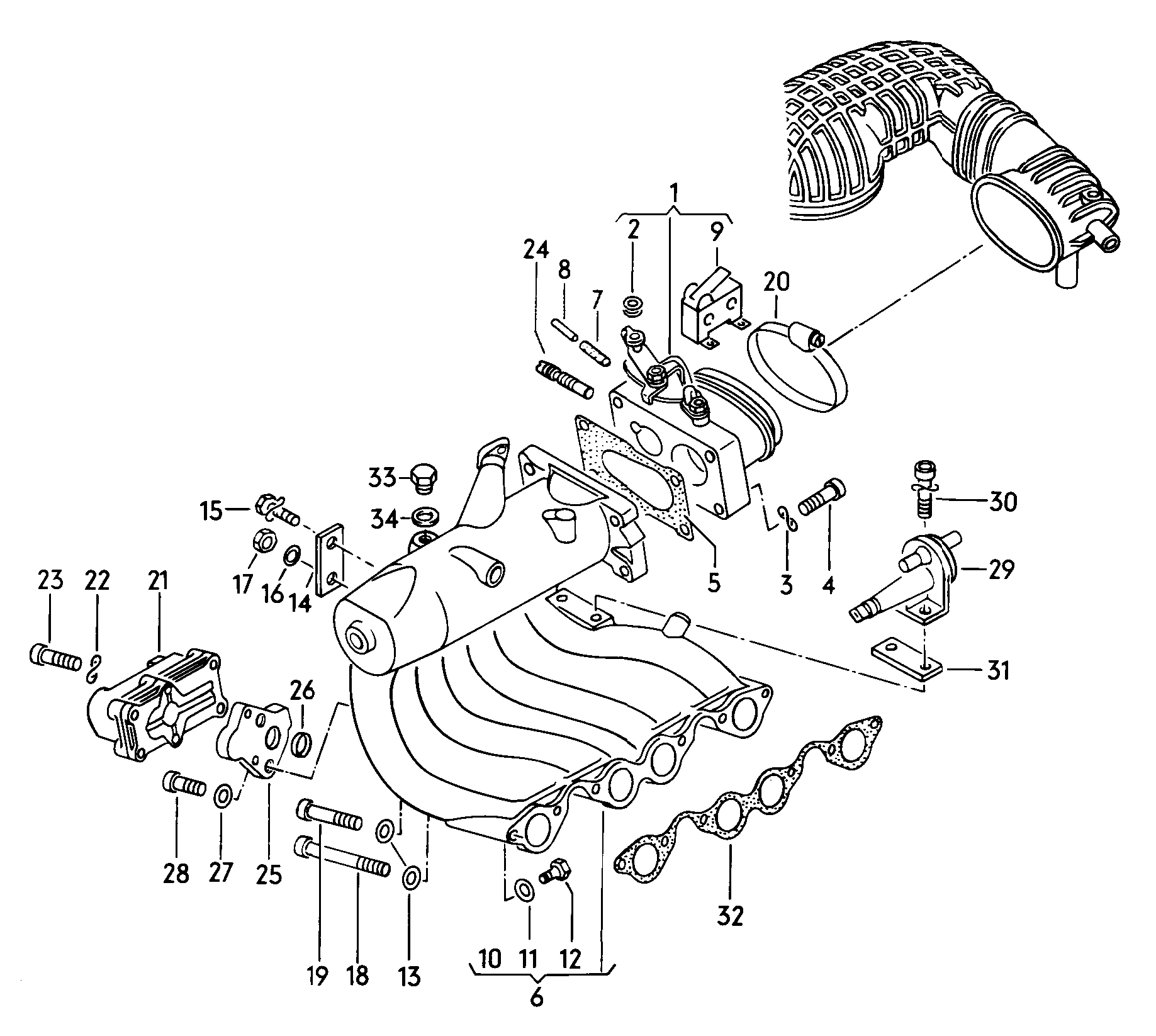throttle valve adapterIntake connection  - Audi 4000 quattro - a40q