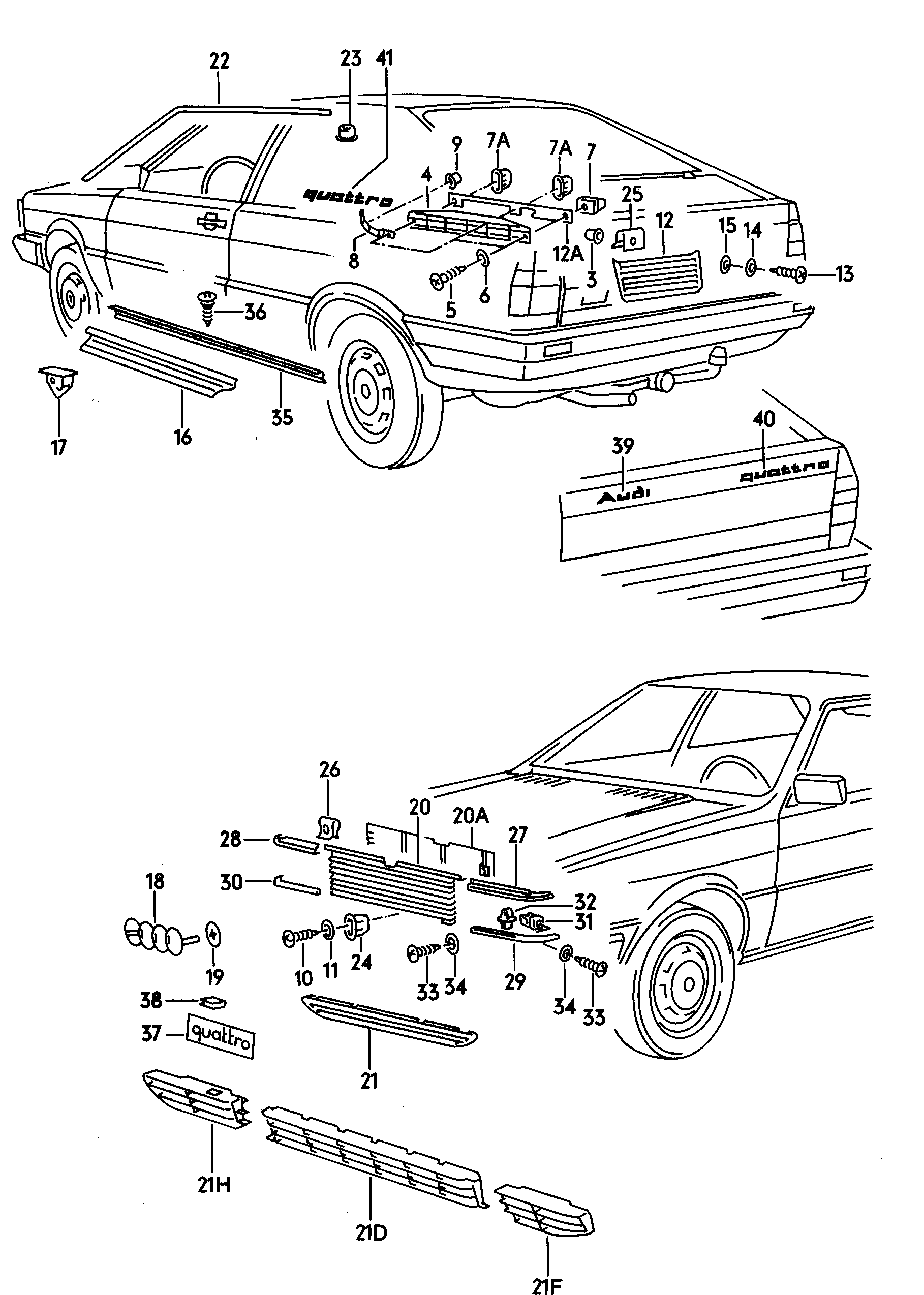 inscriptions/lettering rear - Audi Coupe quattro - acoq