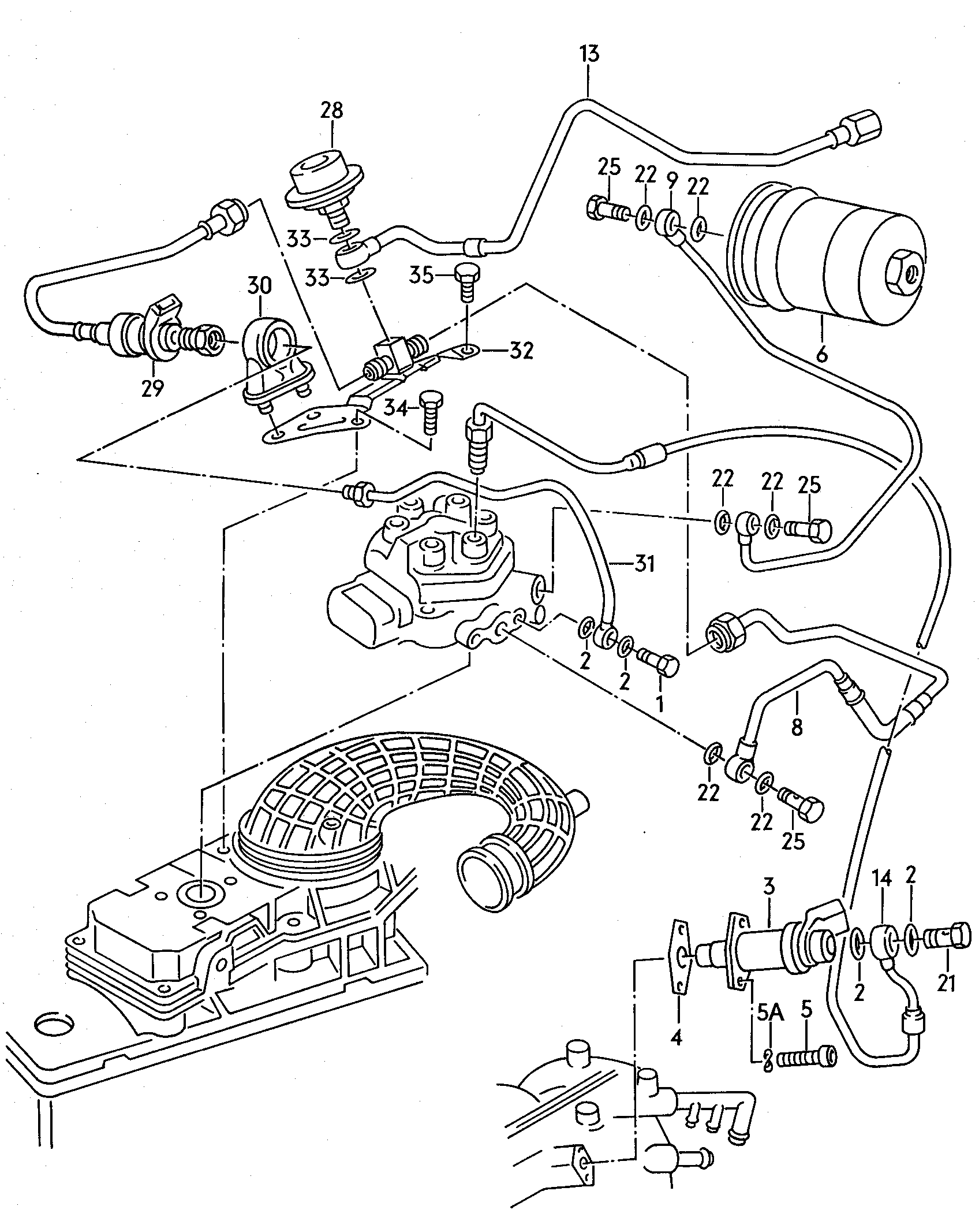 Пусковая форсункаТопливопровод  - Audi 200/Avant quattro - a20q